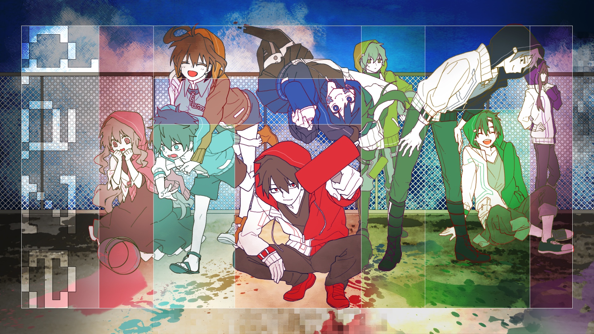 Kagerou Project characters on a rooftop HD Wallpaper