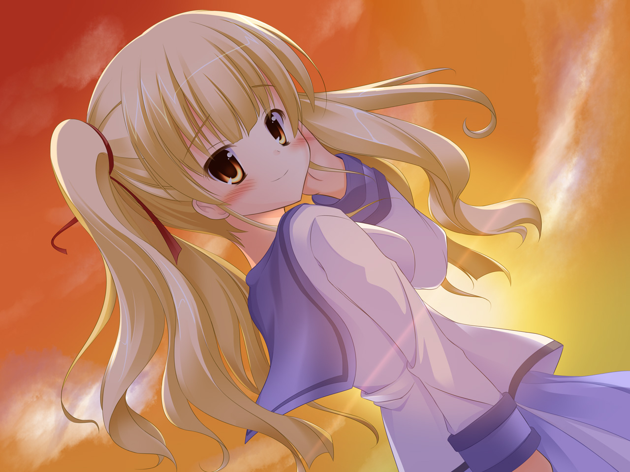 Yusa from Angel Beats! in front of sunset HD Wallpaper