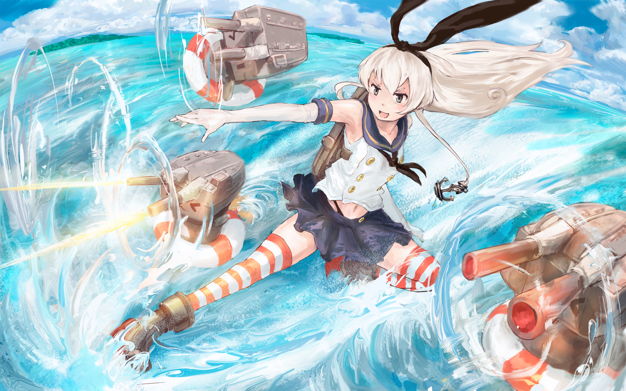 Rensouhou-chan from Kantai Collection in the ocean HD Wallpaper