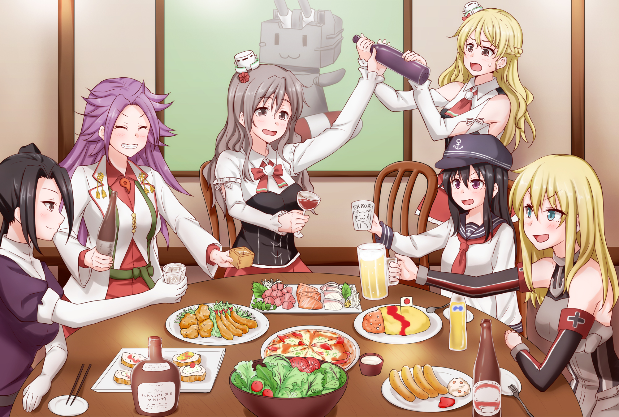 Girls enjoying a meal and drinks HD Wallpaper