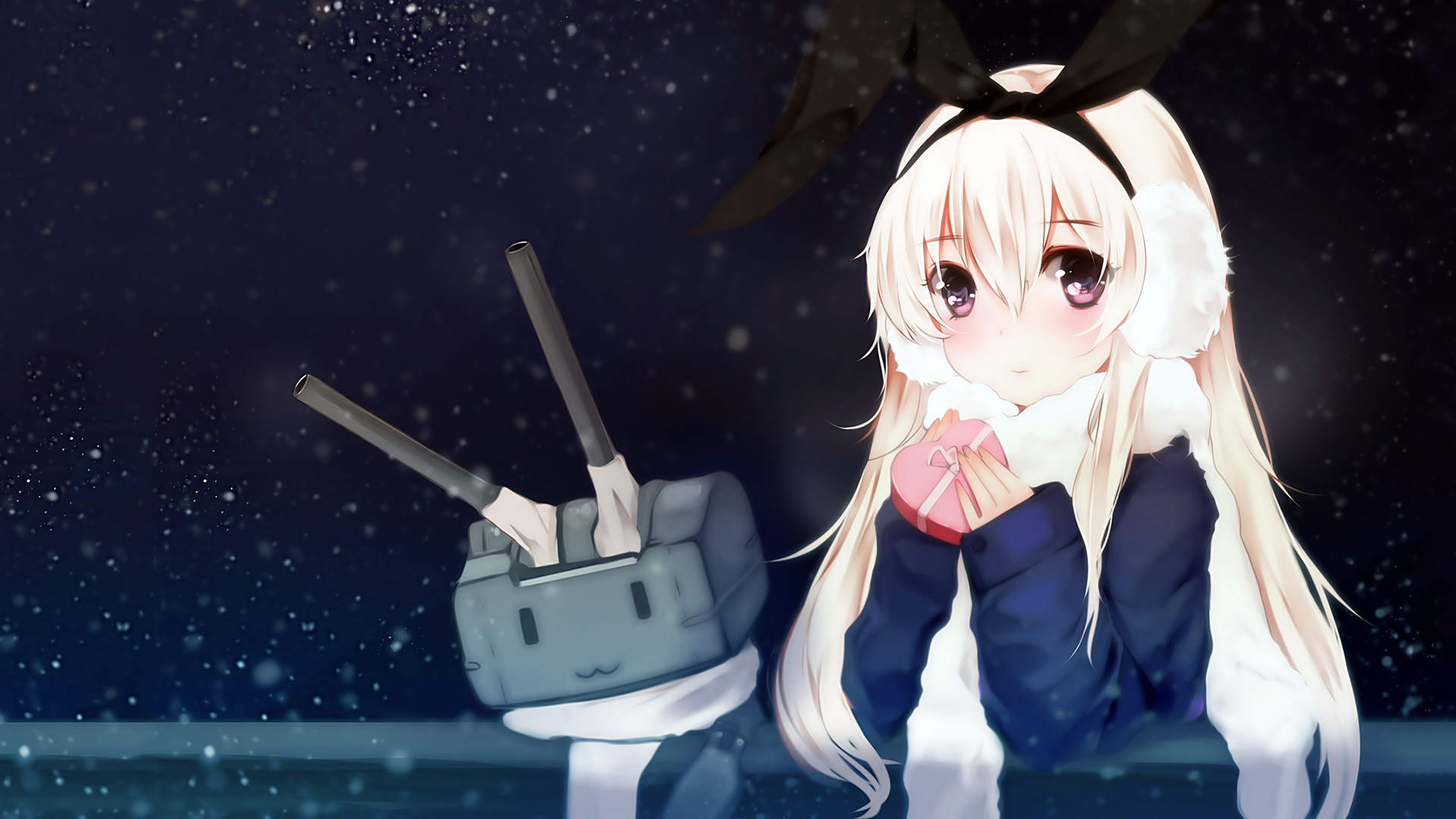 Rensouhou-chan holding a heart-shaped candy HD Wallpaper