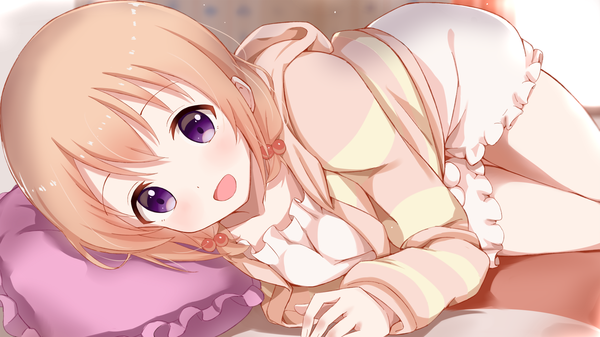 Kokoa Hoto lying on a pillow HD Wallpaper