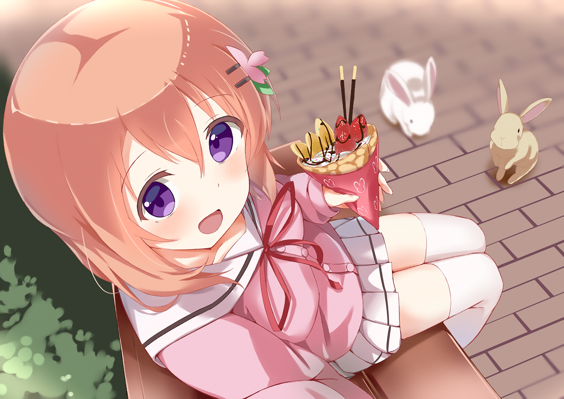Kokoa Hoto with Crepe and Rabbits HD Wallpaper