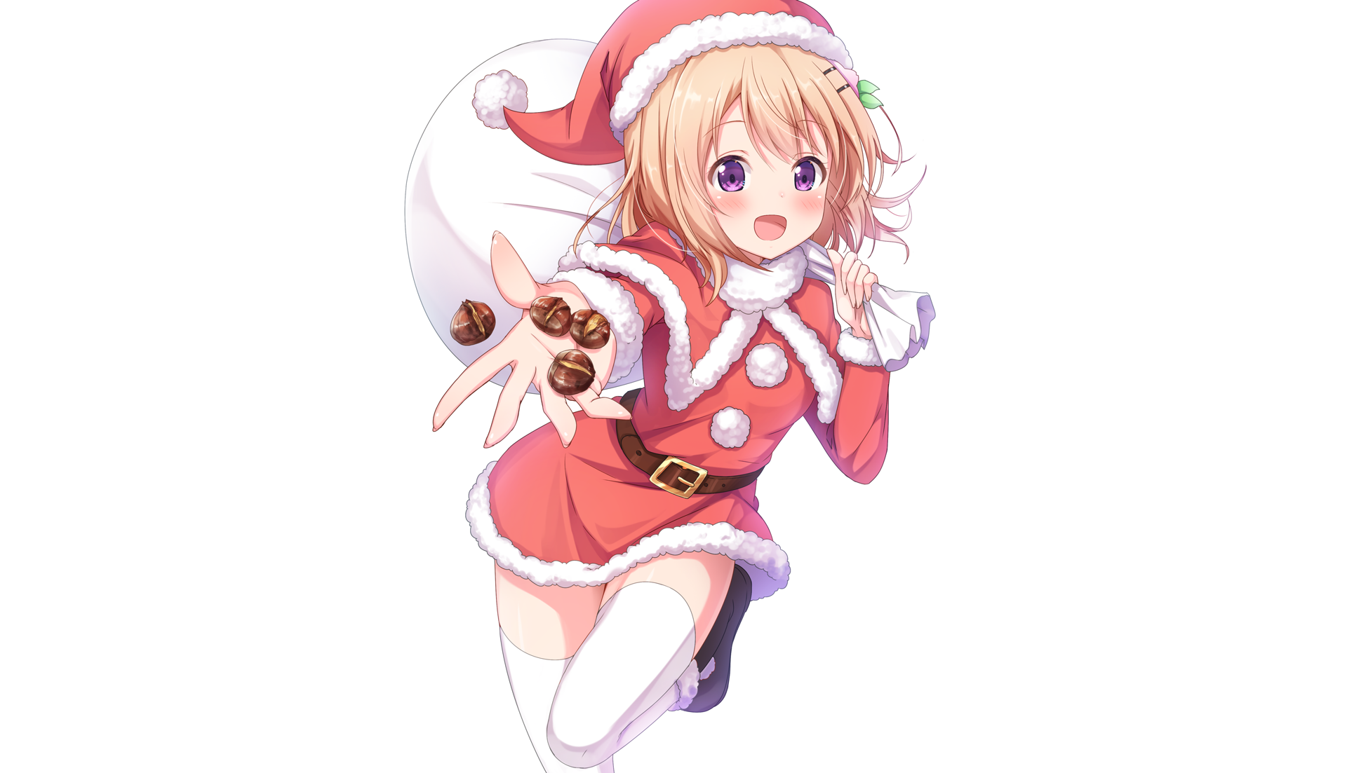 Kokoa Hoto in Santa Outfit with Chestnuts HD Wallpaper