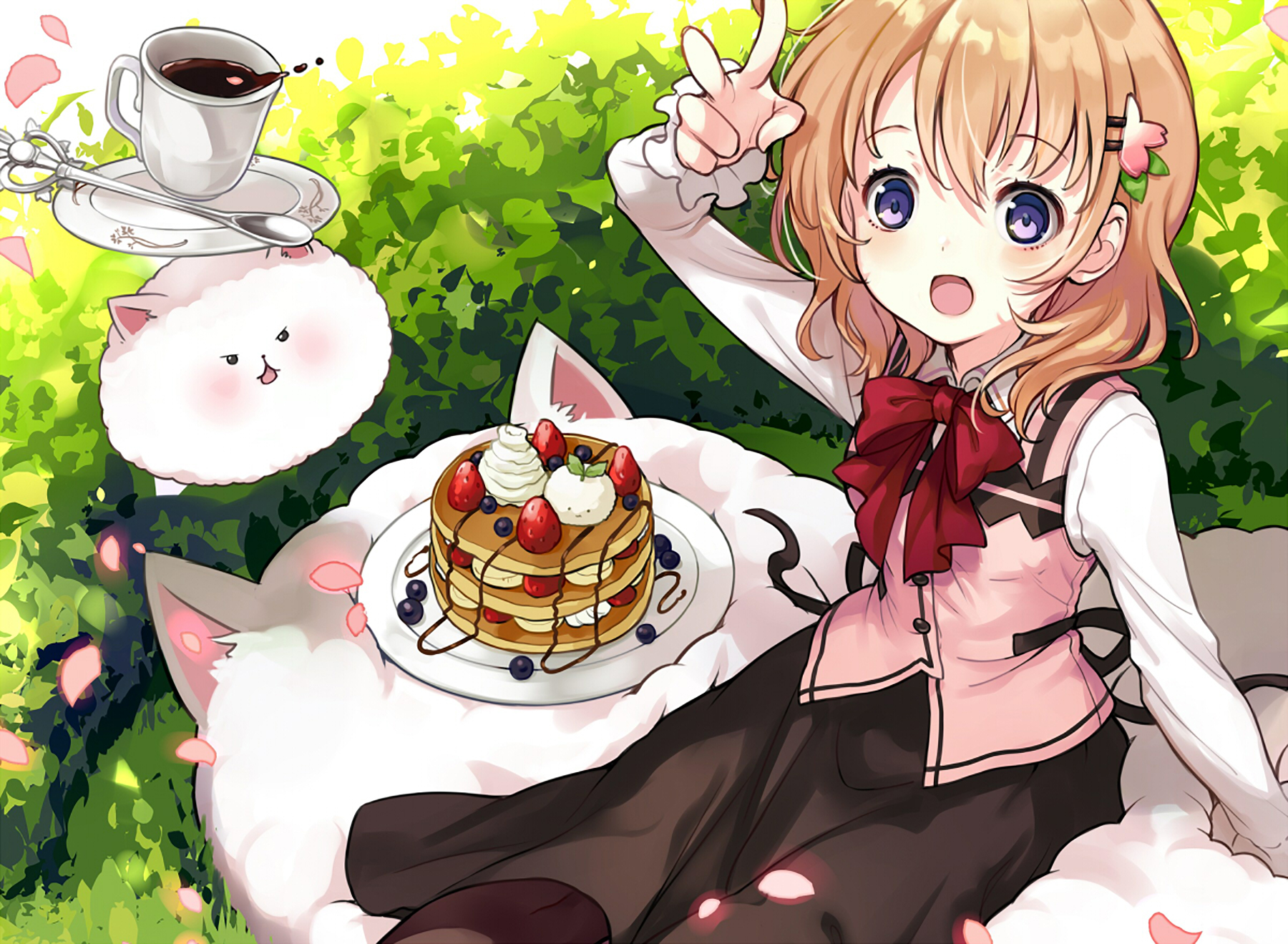 Kokoa Hoto with Pancakes and Coffee HD Wallpaper