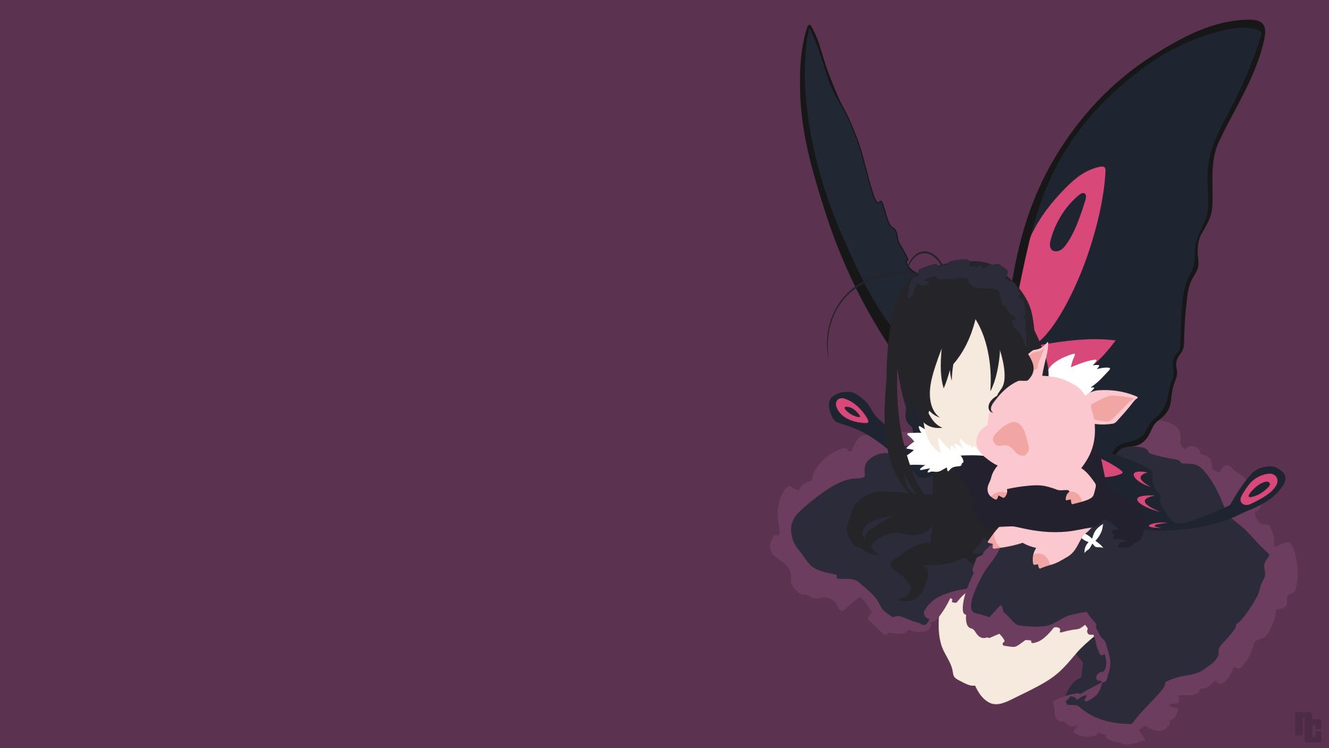Kyubey and Homura Akemi from Puella Magi Madoka Magica HD Wallpaper