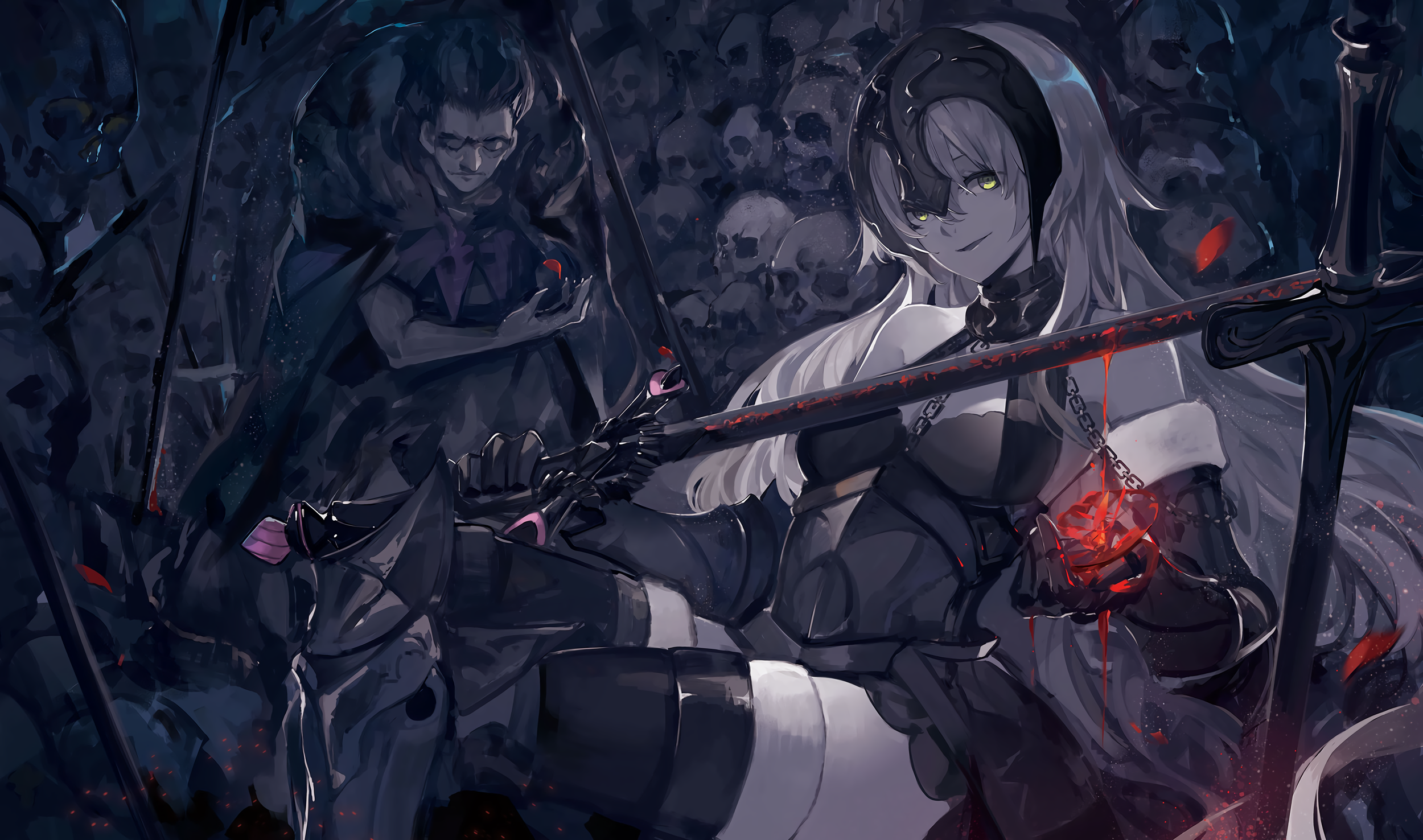 Jeanne d'Arc Alter and Kirei Kotomine from Fate/Grand Order HD Wallpaper