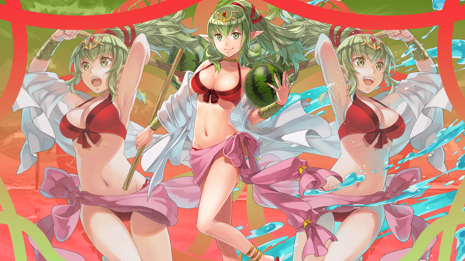 Tiki from Fire Emblem in a bikini with a watermelon HD Wallpaper