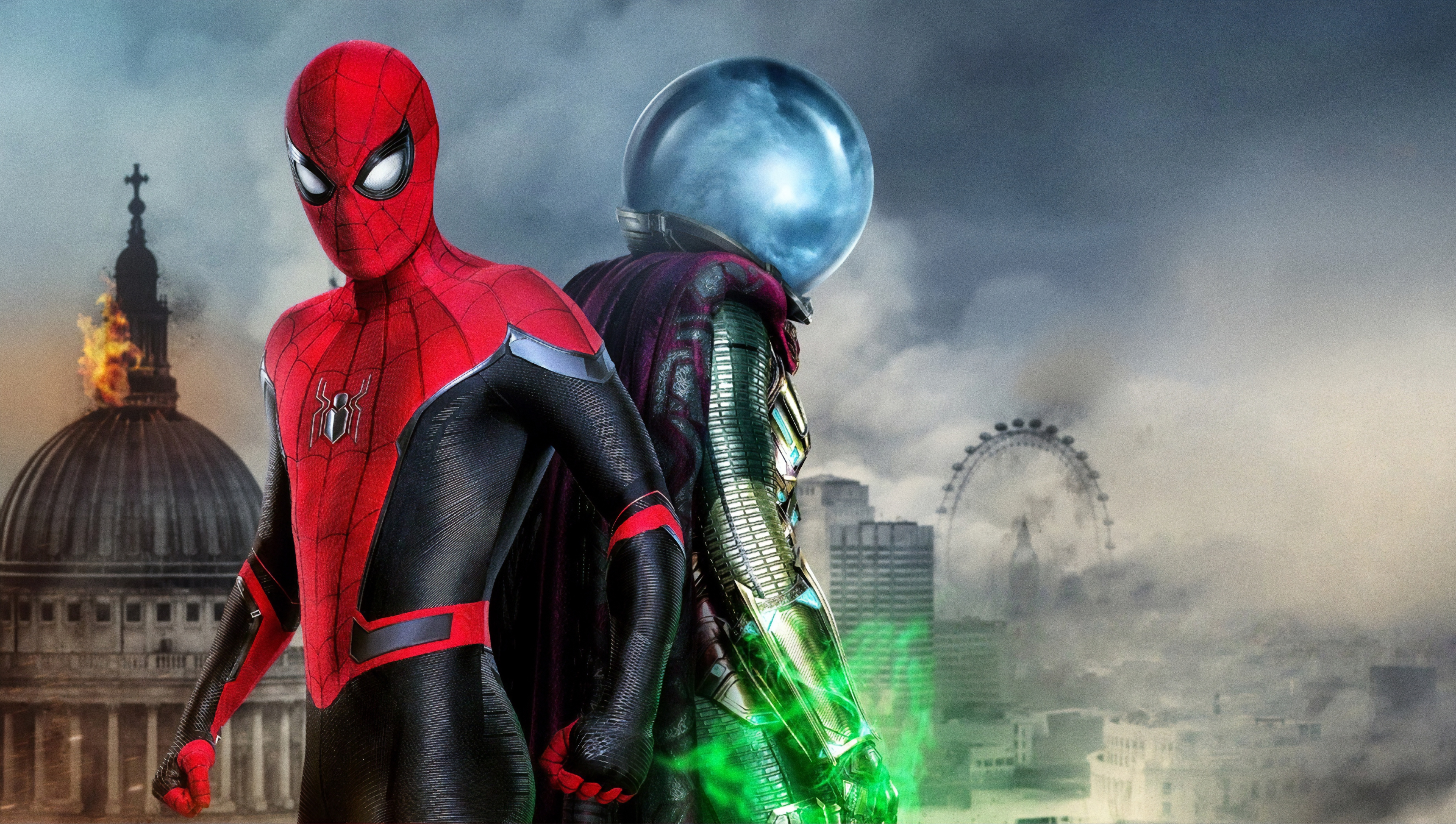 Spider-Man and Mysterio in London HD Wallpaper