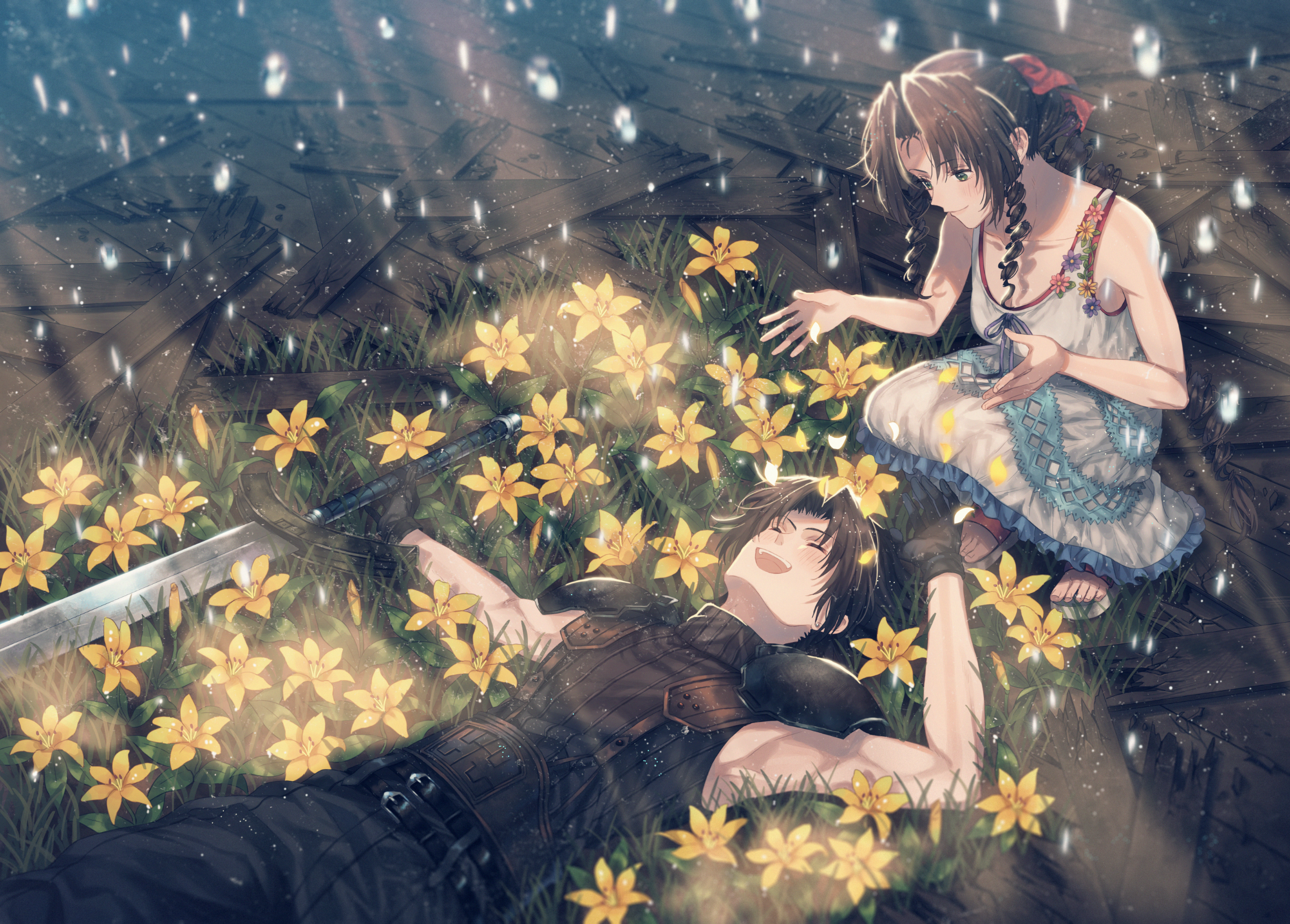Cloud Strife and Aerith Gainsborough from Final Fantasy VII HD Wallpaper