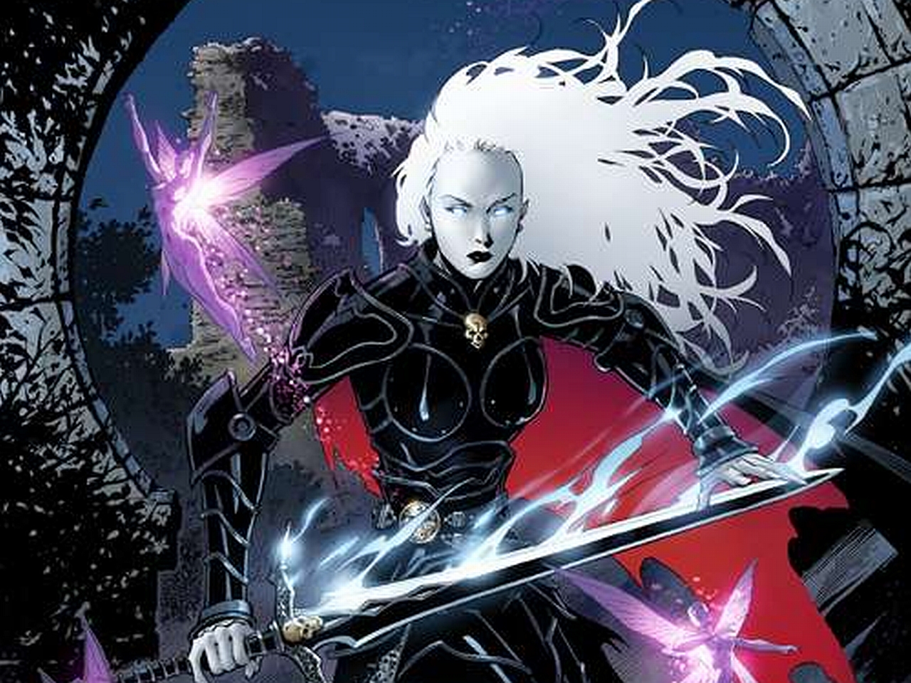 Lady Death with sword and fairies HD Wallpaper