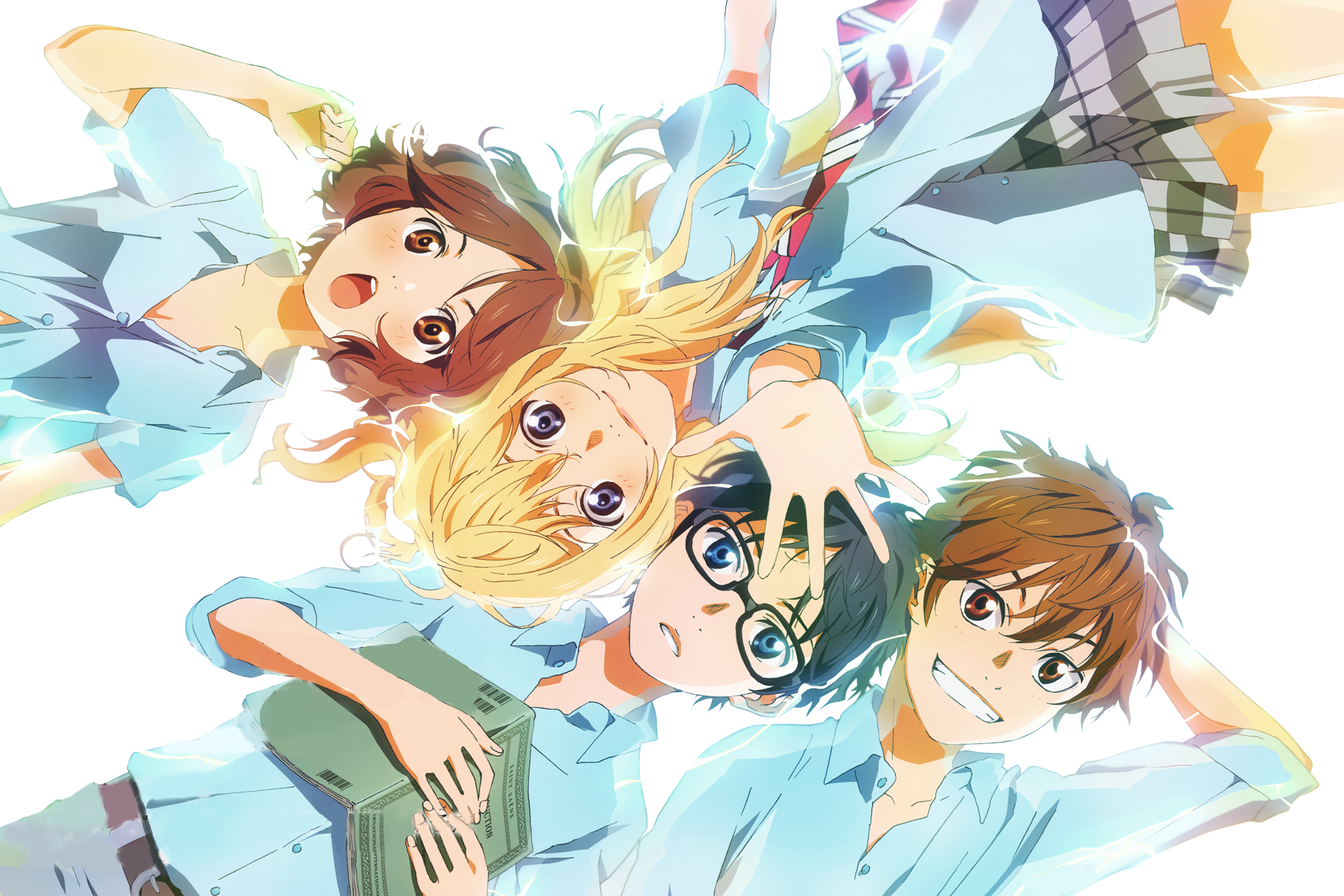 Four friends from Your Lie in April lying down HD Wallpaper