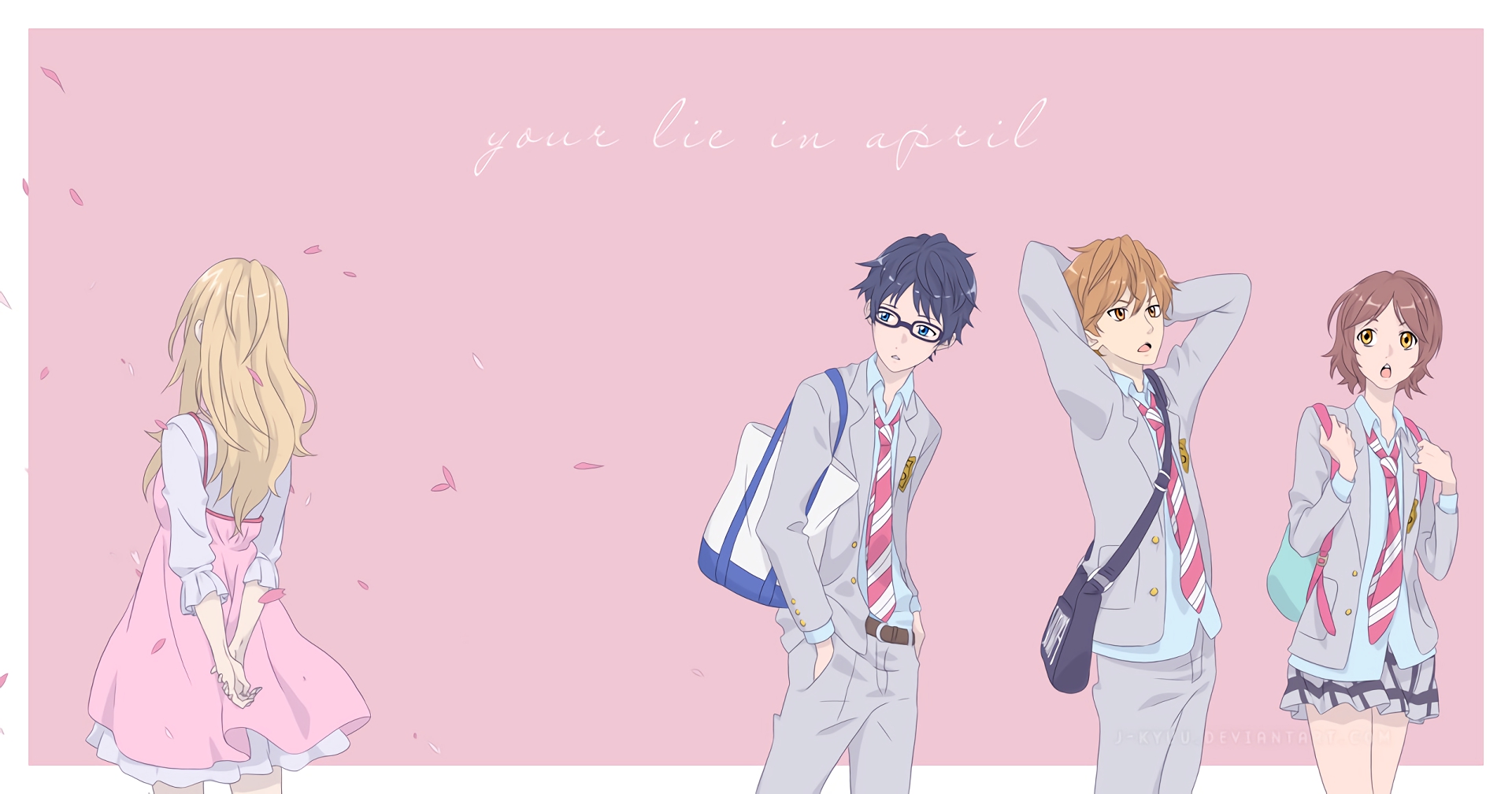 Your Lie in April characters HD Wallpaper