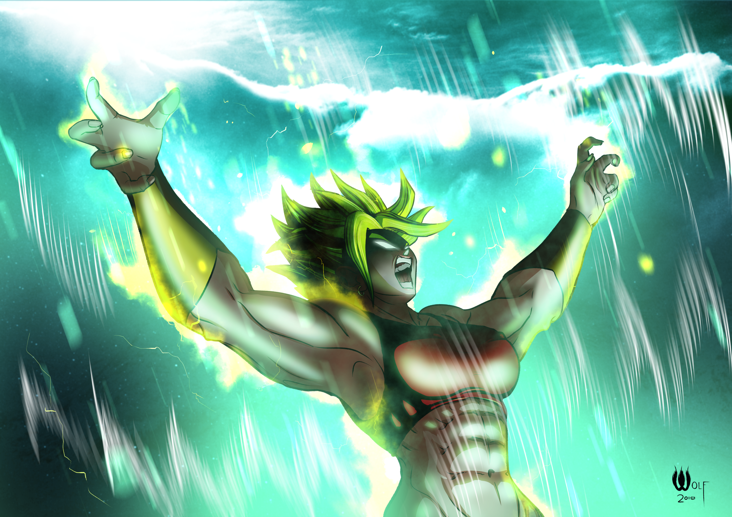 Kale from Dragon Ball Super powering up HD Wallpaper