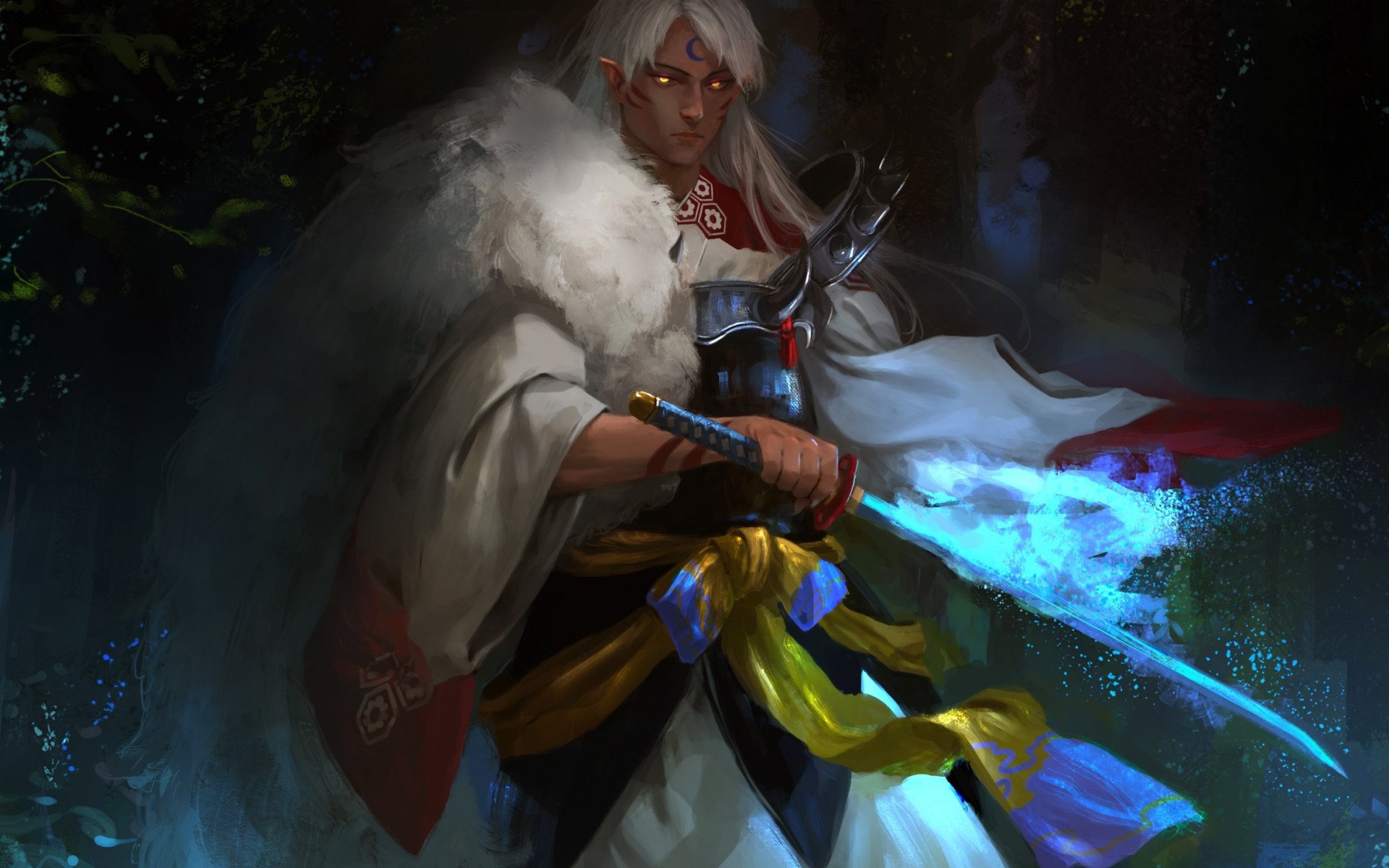 Sesshomaru from InuYasha with glowing sword HD Wallpaper