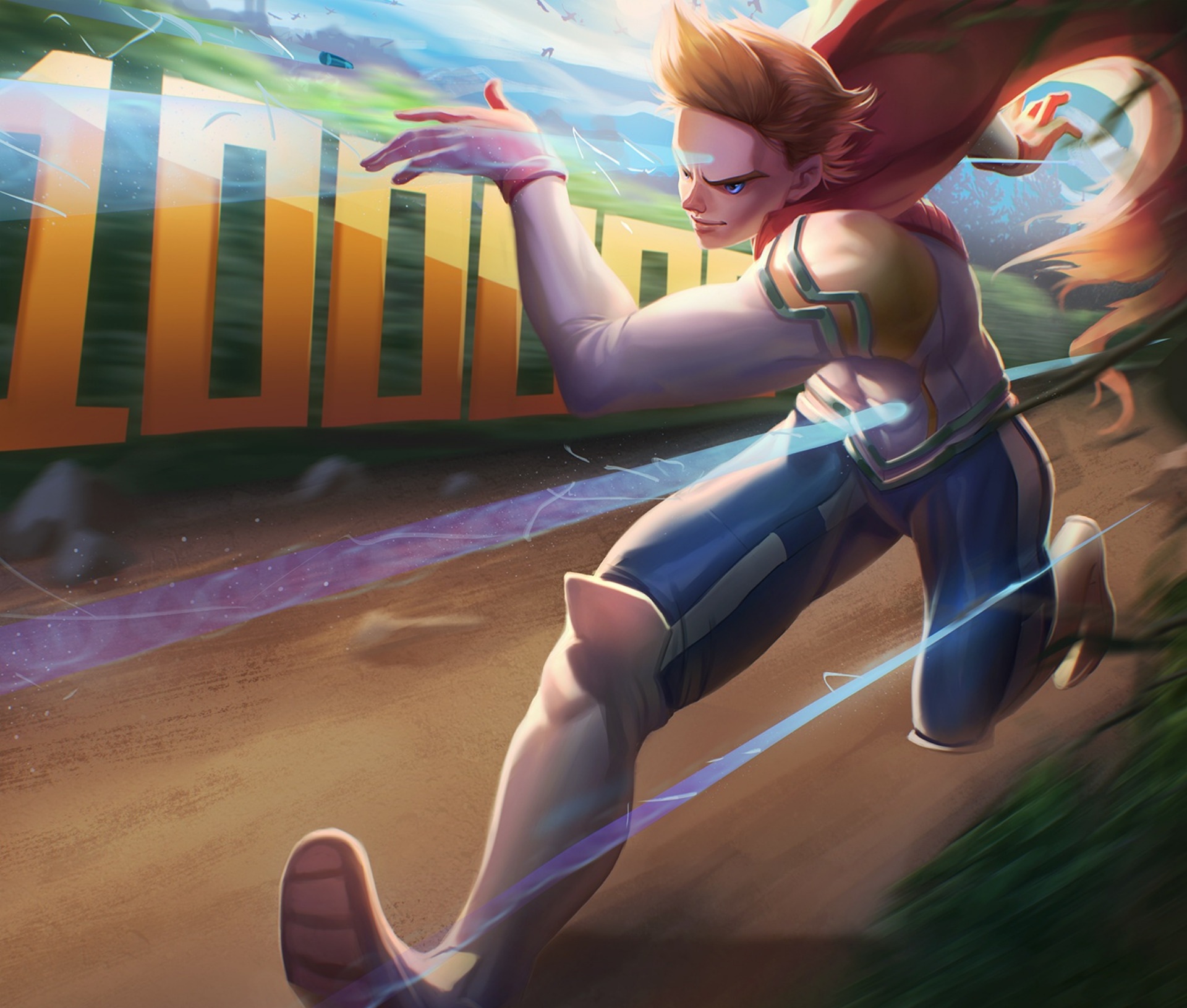 Mirio Togata running with 1000000 in background HD Wallpaper