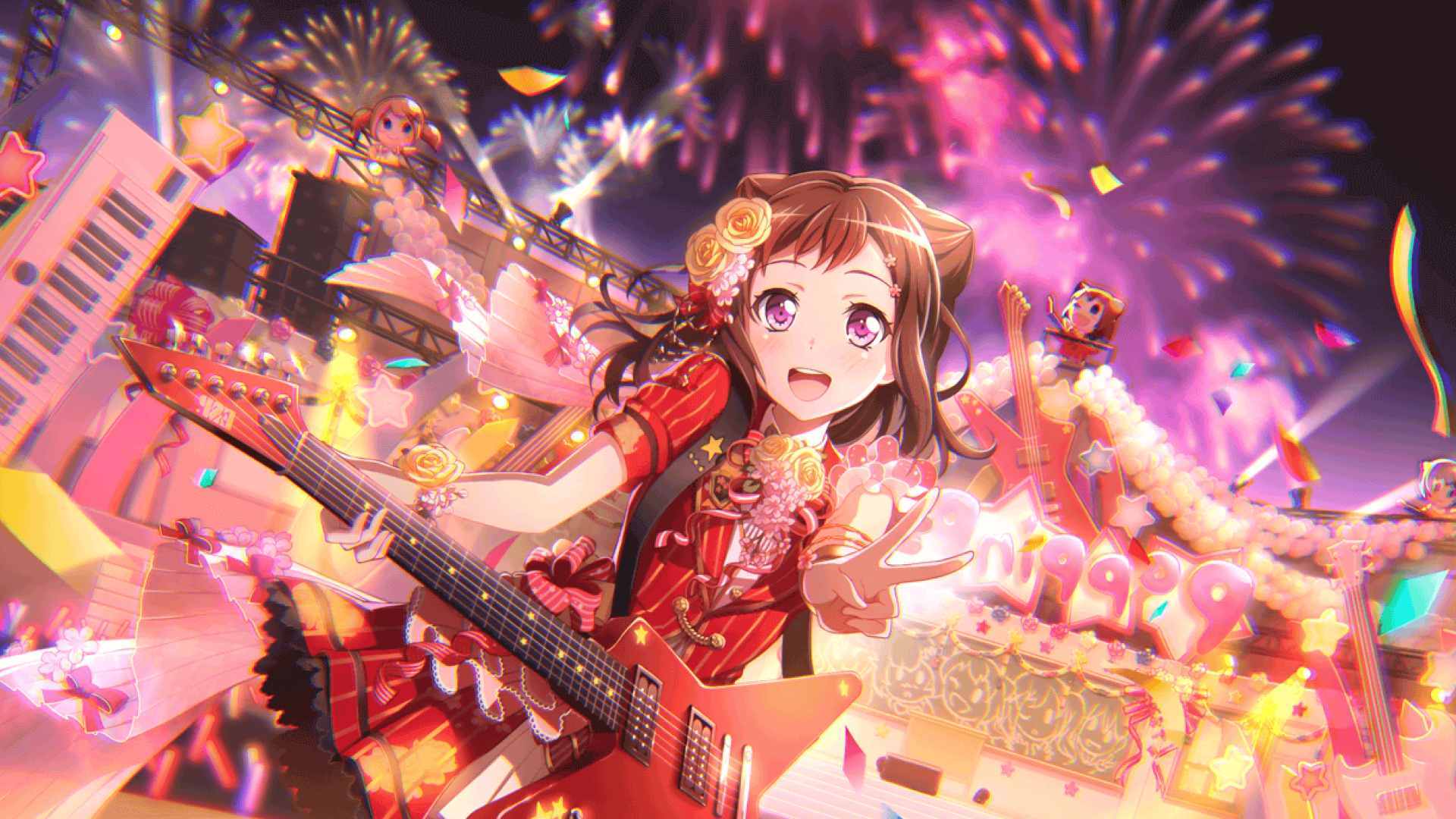 Kasumi Toyama from BanG Dream! performing on stage HD Wallpaper