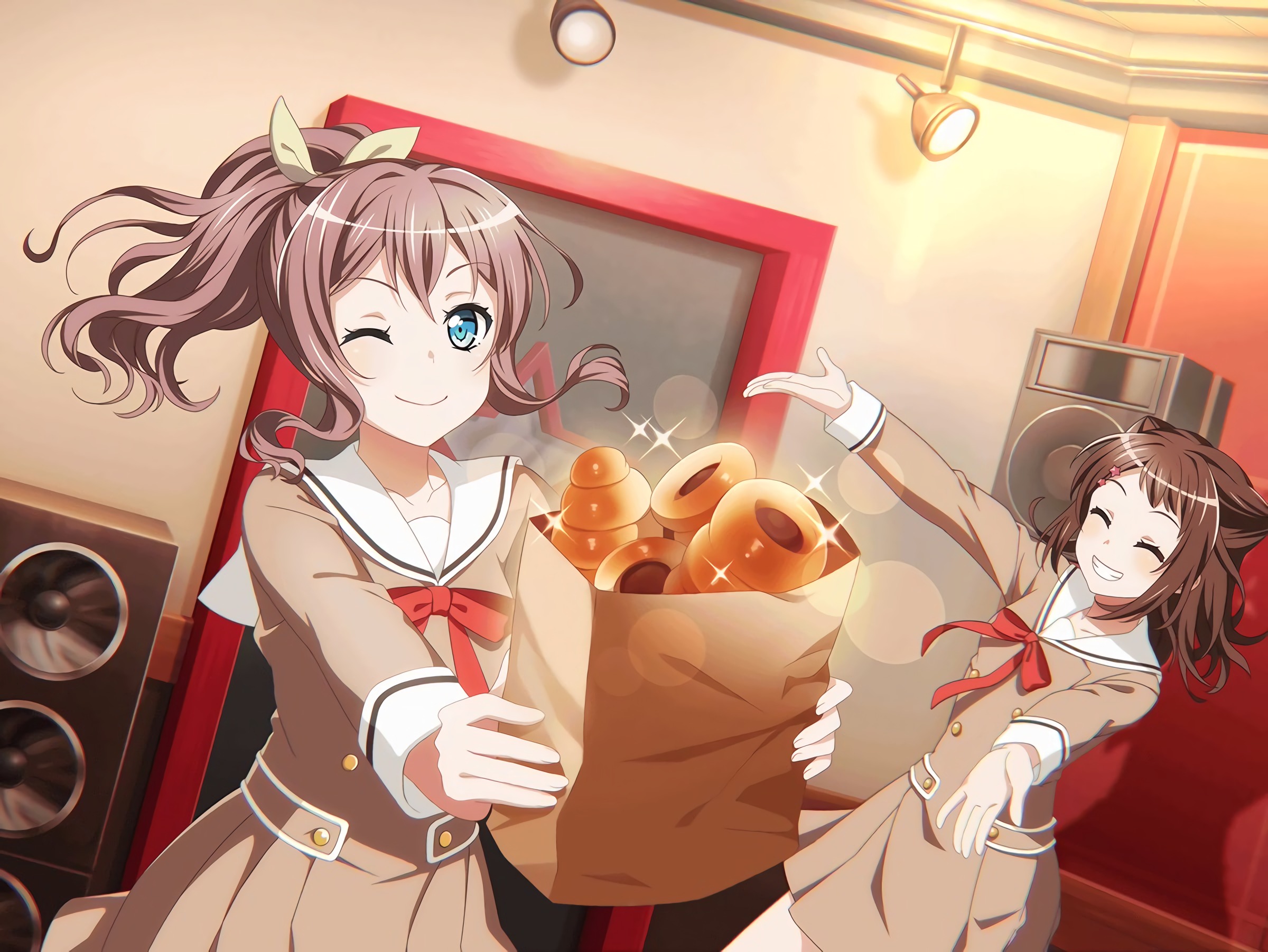 Kasumi Toyama with bread HD Wallpaper