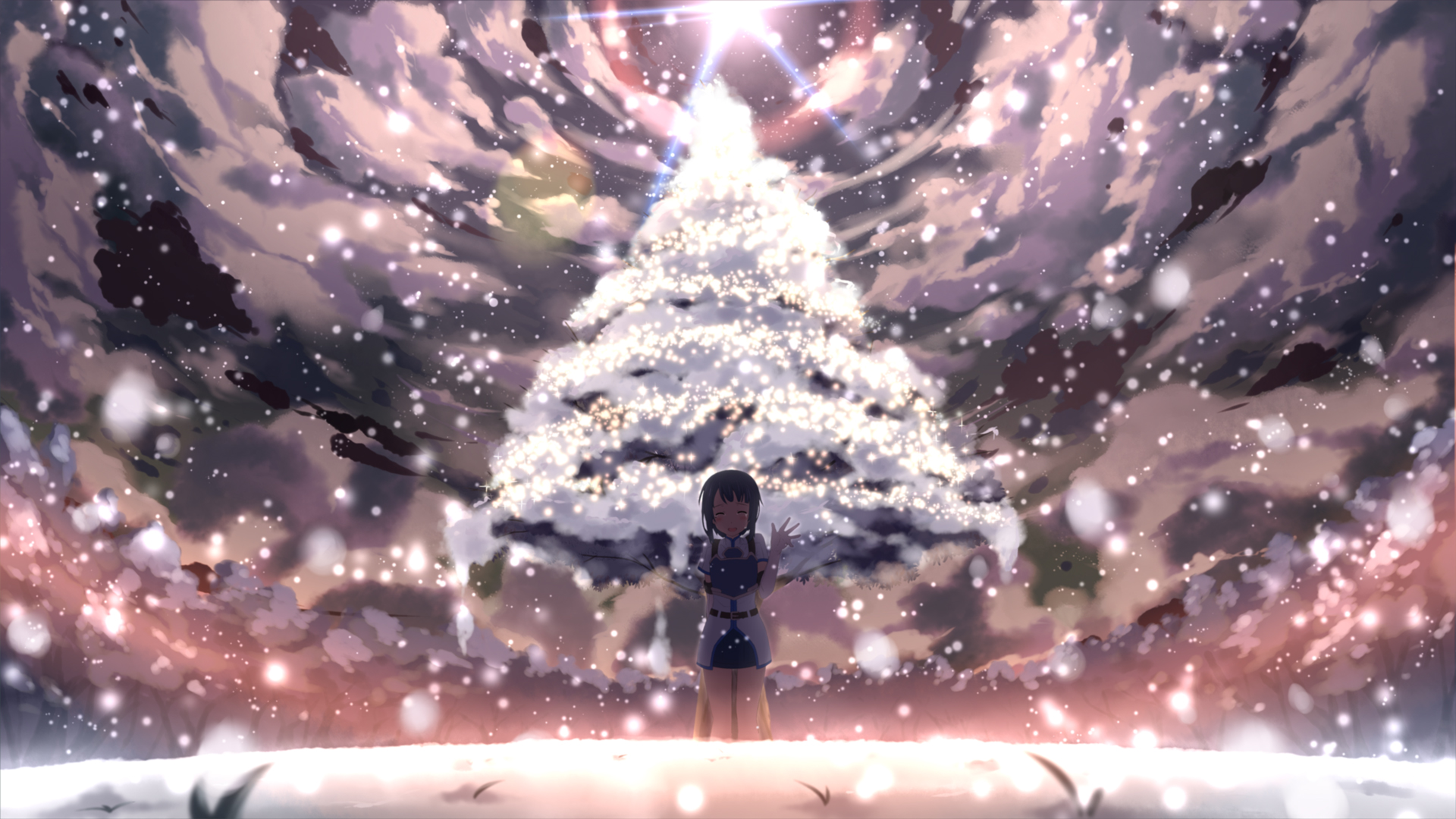 Sachi from Sword Art Online in a snowy forest HD Wallpaper