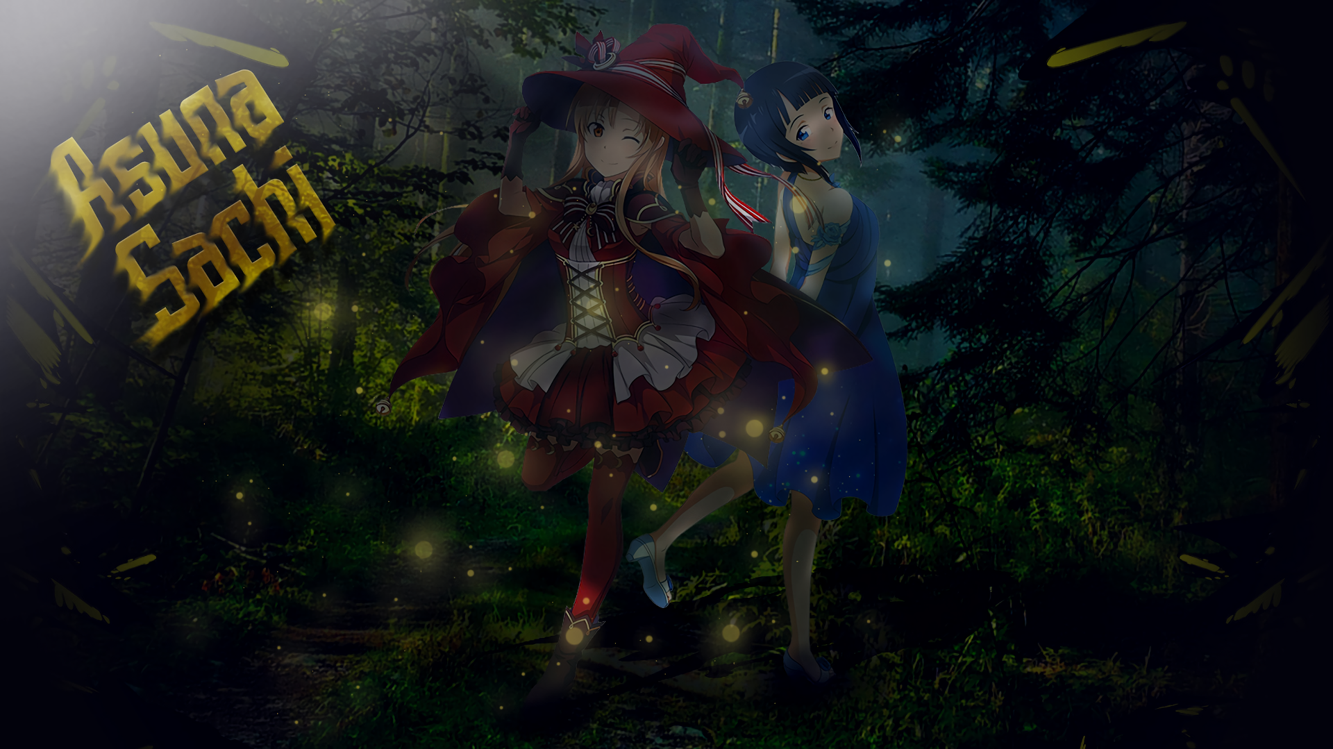 Asuna and Sachi from Sword Art Online in a forest HD Wallpaper
