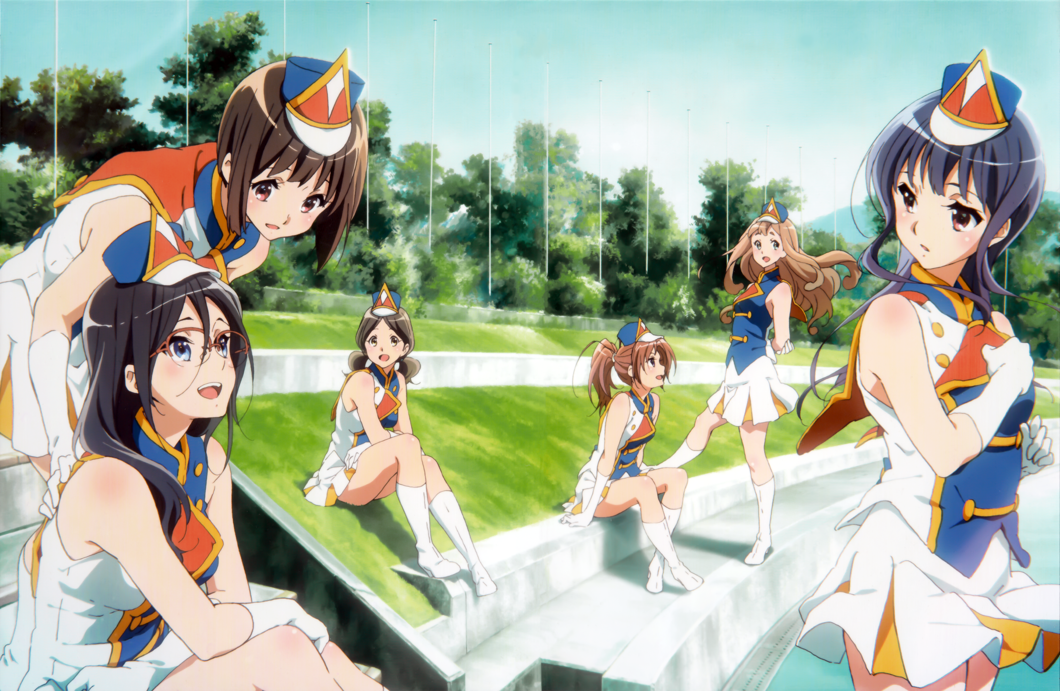 Girls in marching band uniforms on a sunny day HD Wallpaper