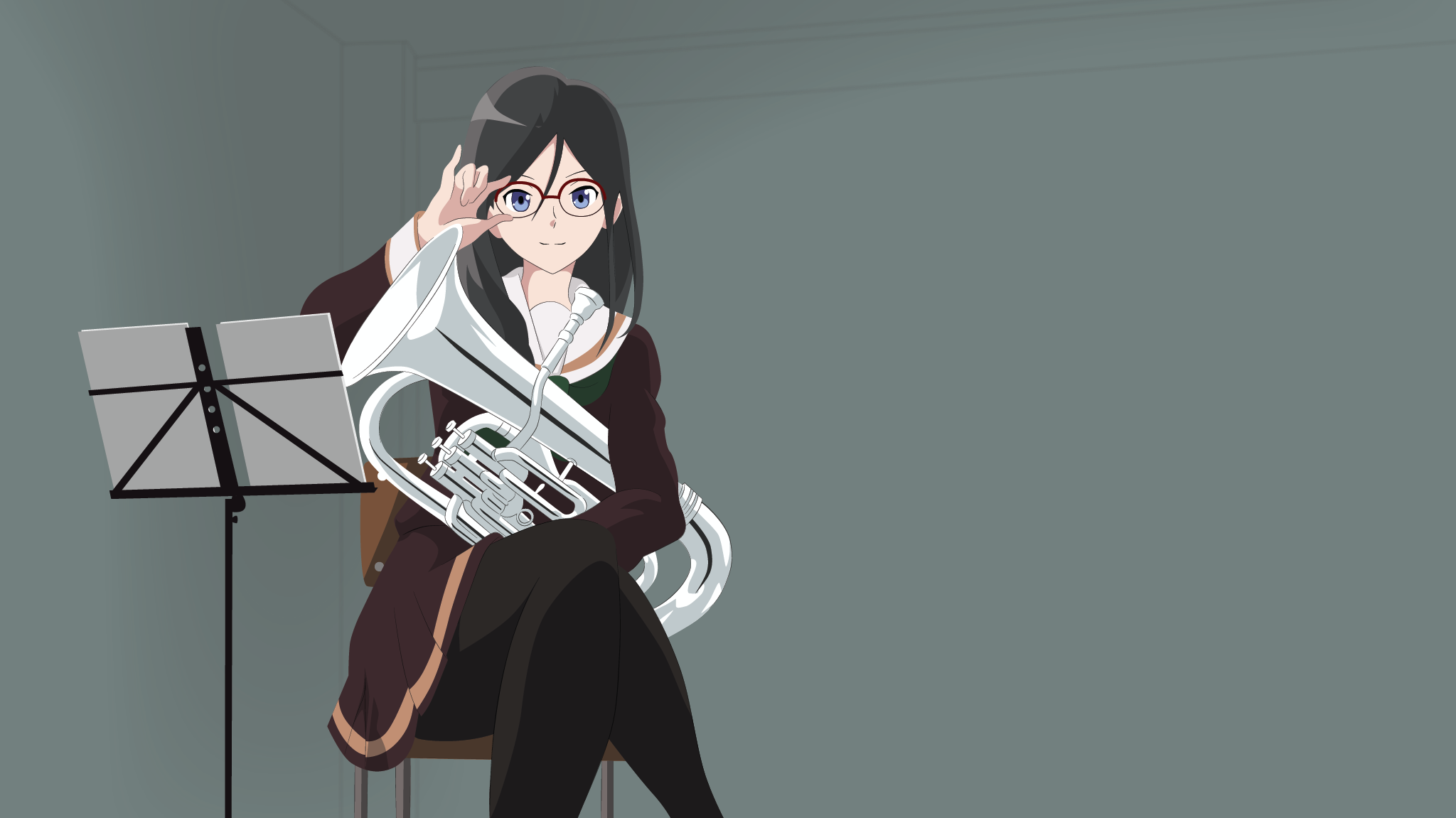 Asuka Tanaka from Sound! Euphonium holding a euphonium HD Wallpaper
