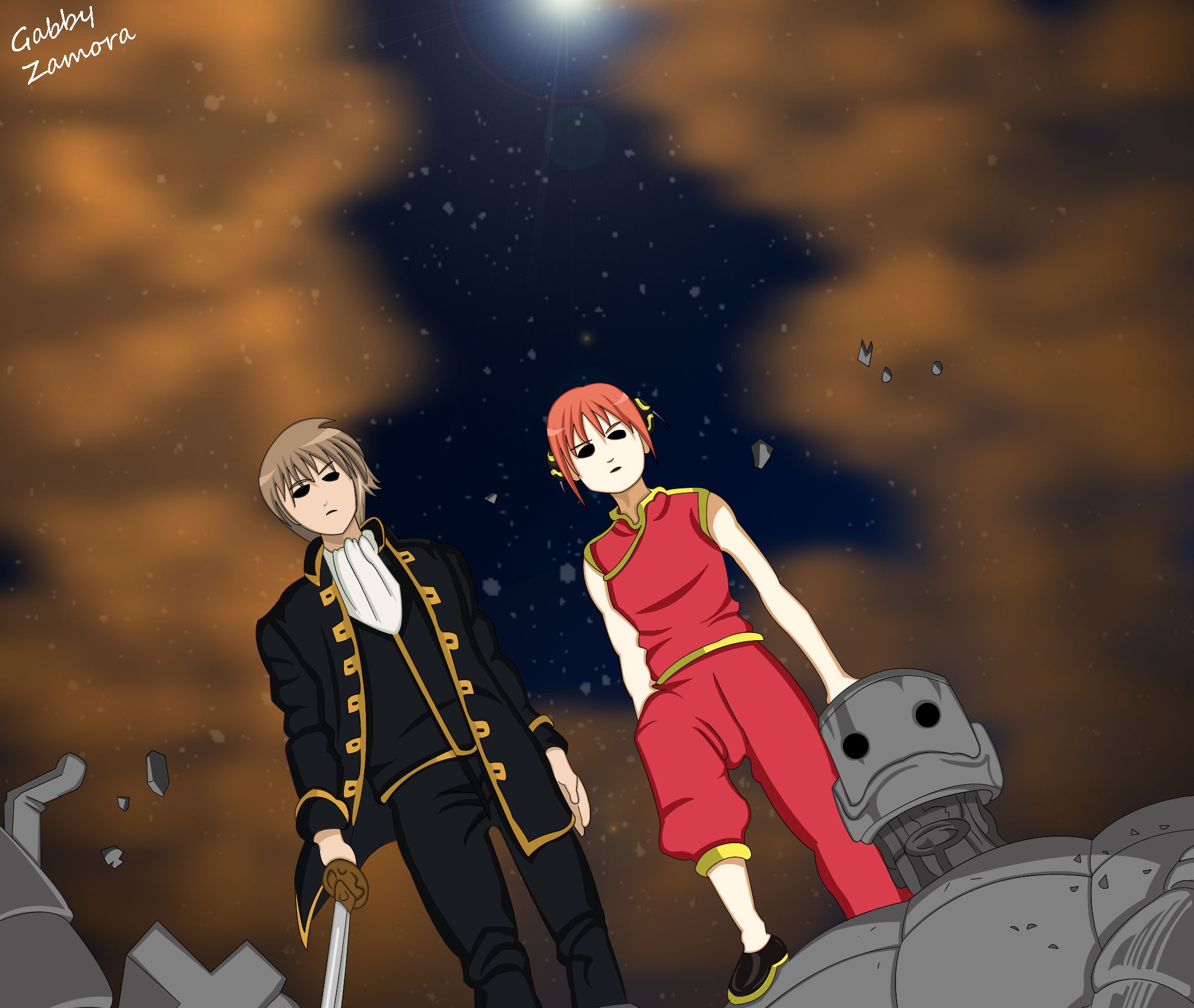 Okita Sougo and Kagura from Gintama HD Wallpaper