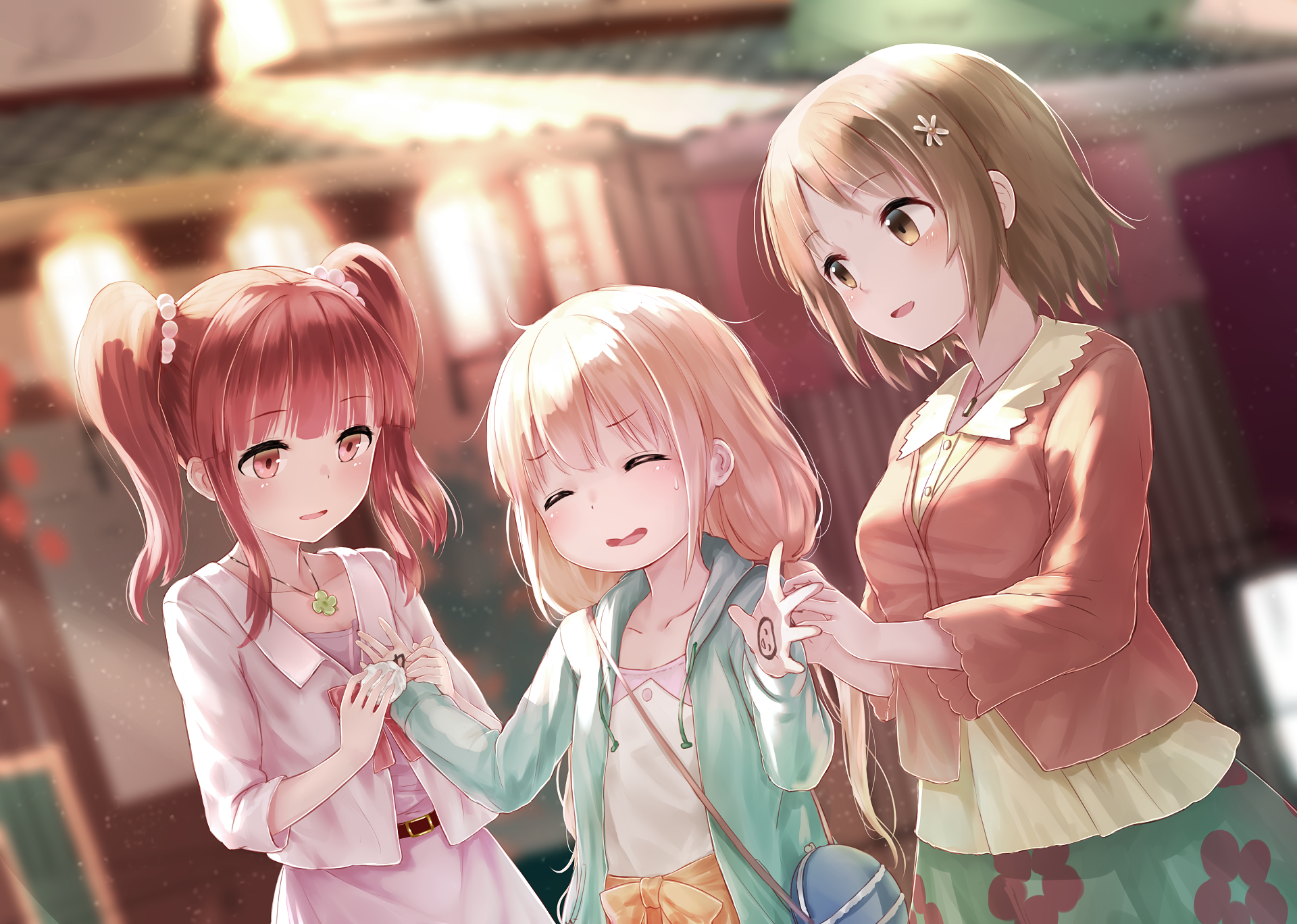 Anzu Futaba and friends walking HD Wallpaper