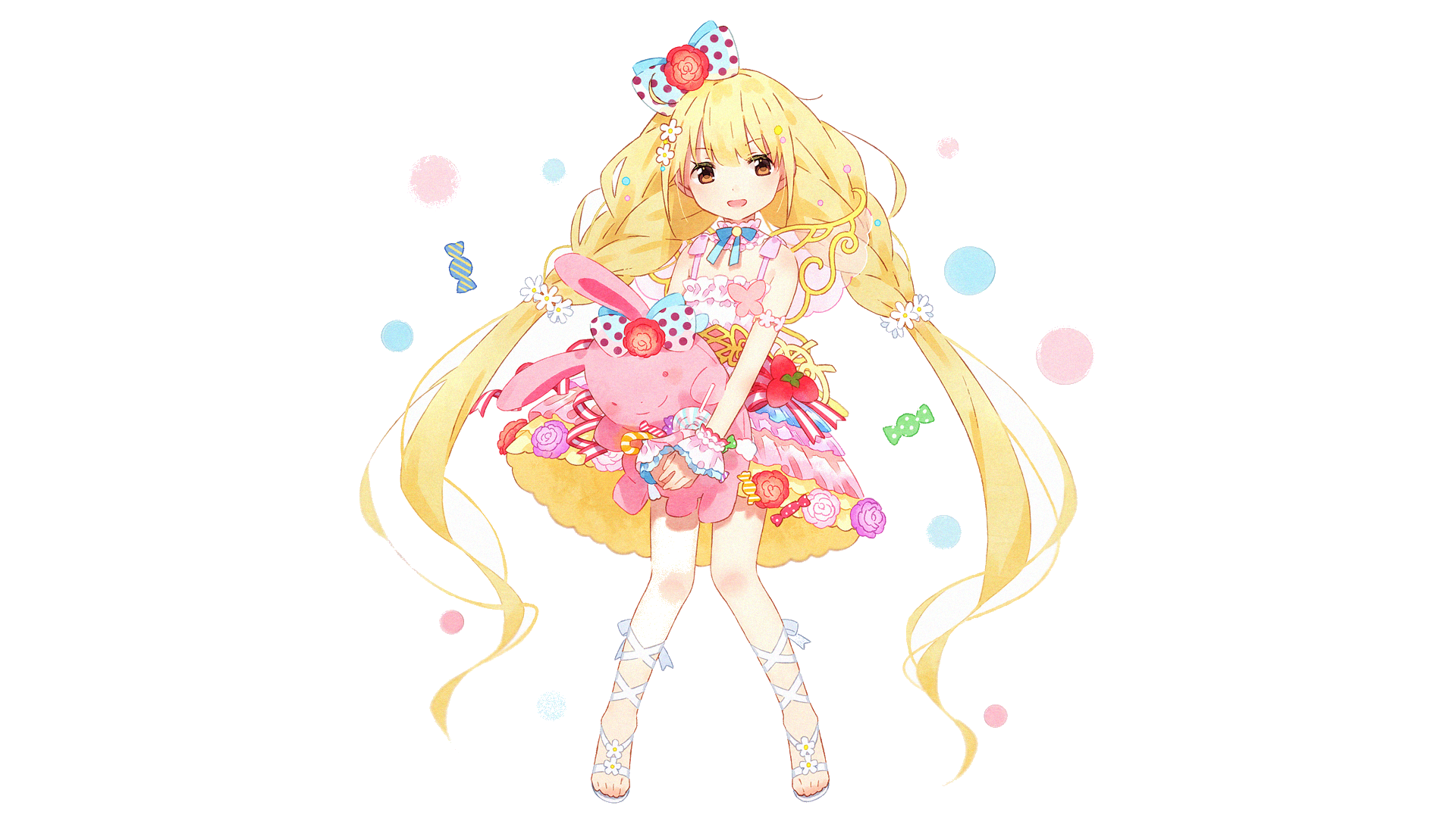Anzu Futaba with a pink bunny plush HD Wallpaper