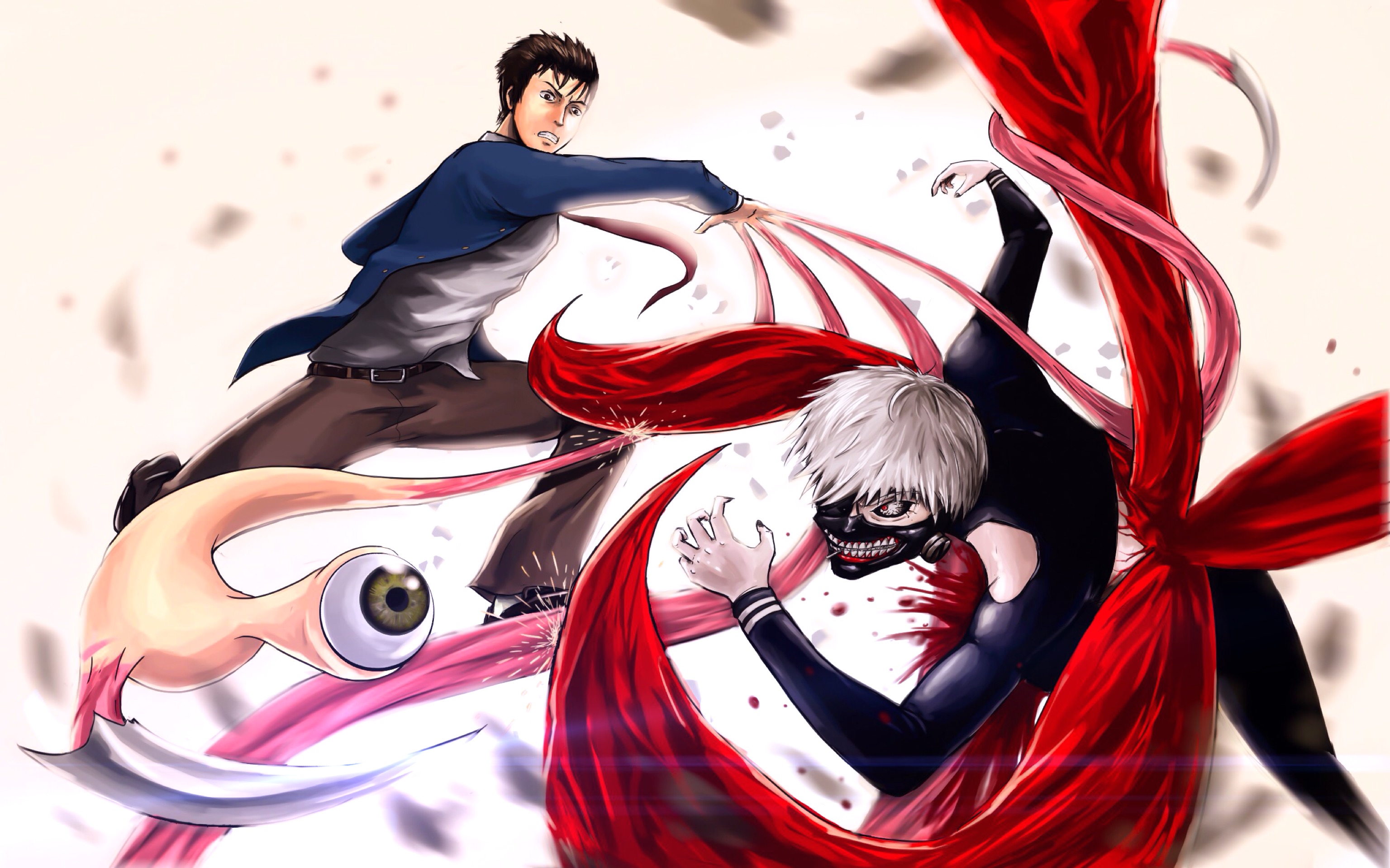 Shinichi Izumi and Ken Kaneki fighting HD Wallpaper