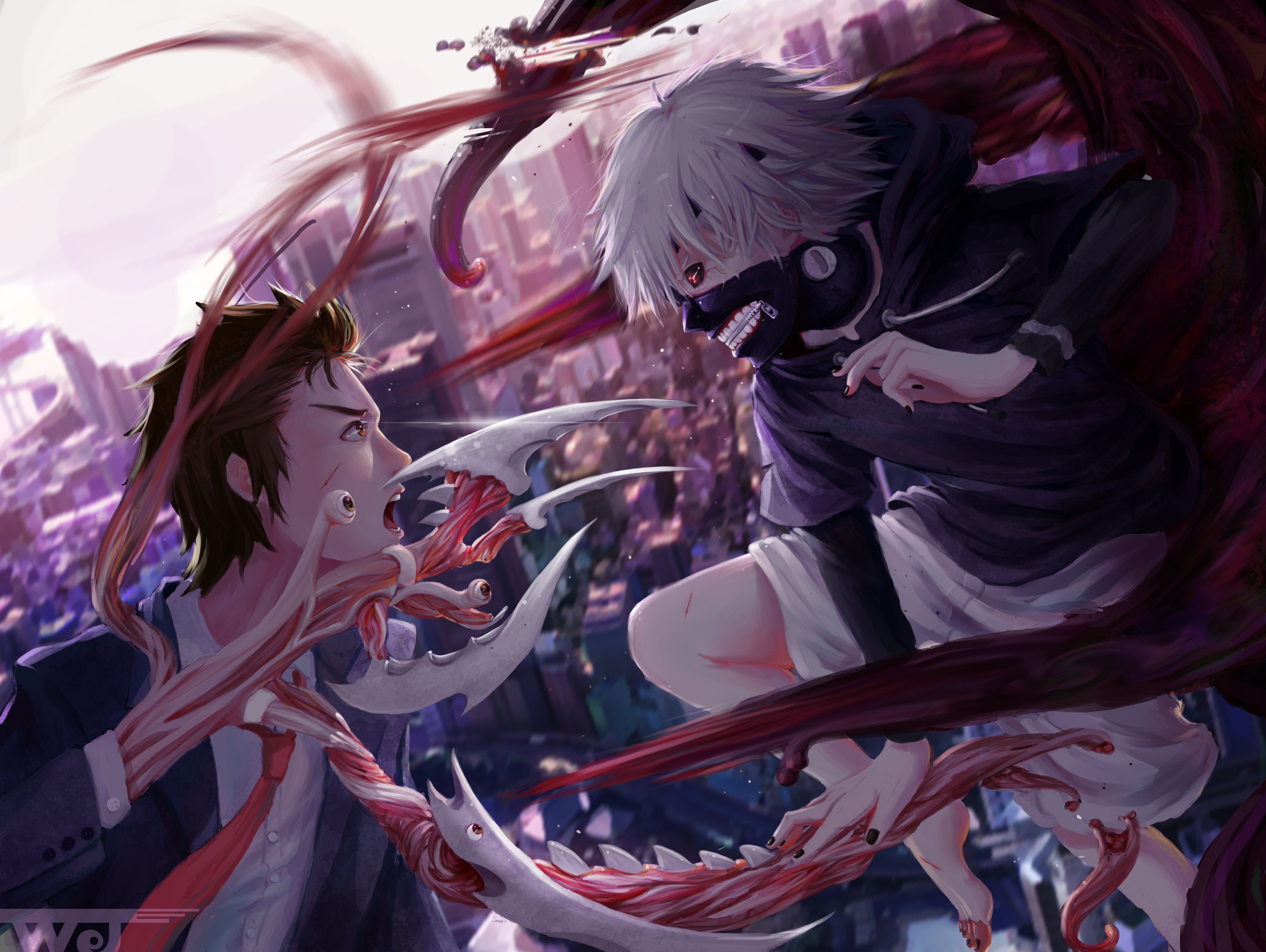 Kaneki Ken and Shinichi Izumi fighting HD Wallpaper