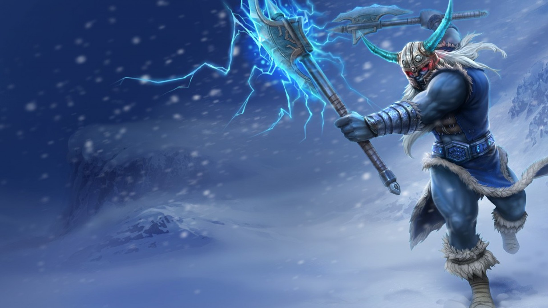 Olaf from League of Legends wielding lightning axe HD Wallpaper