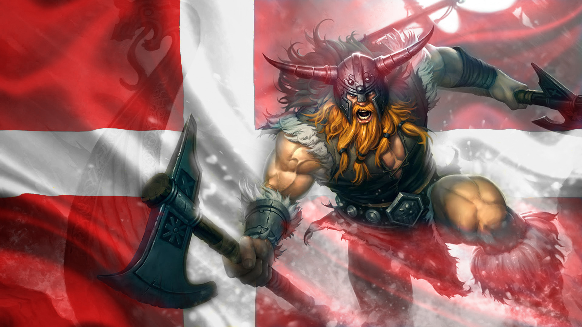 Olaf from League of Legends with Danish flag HD Wallpaper
