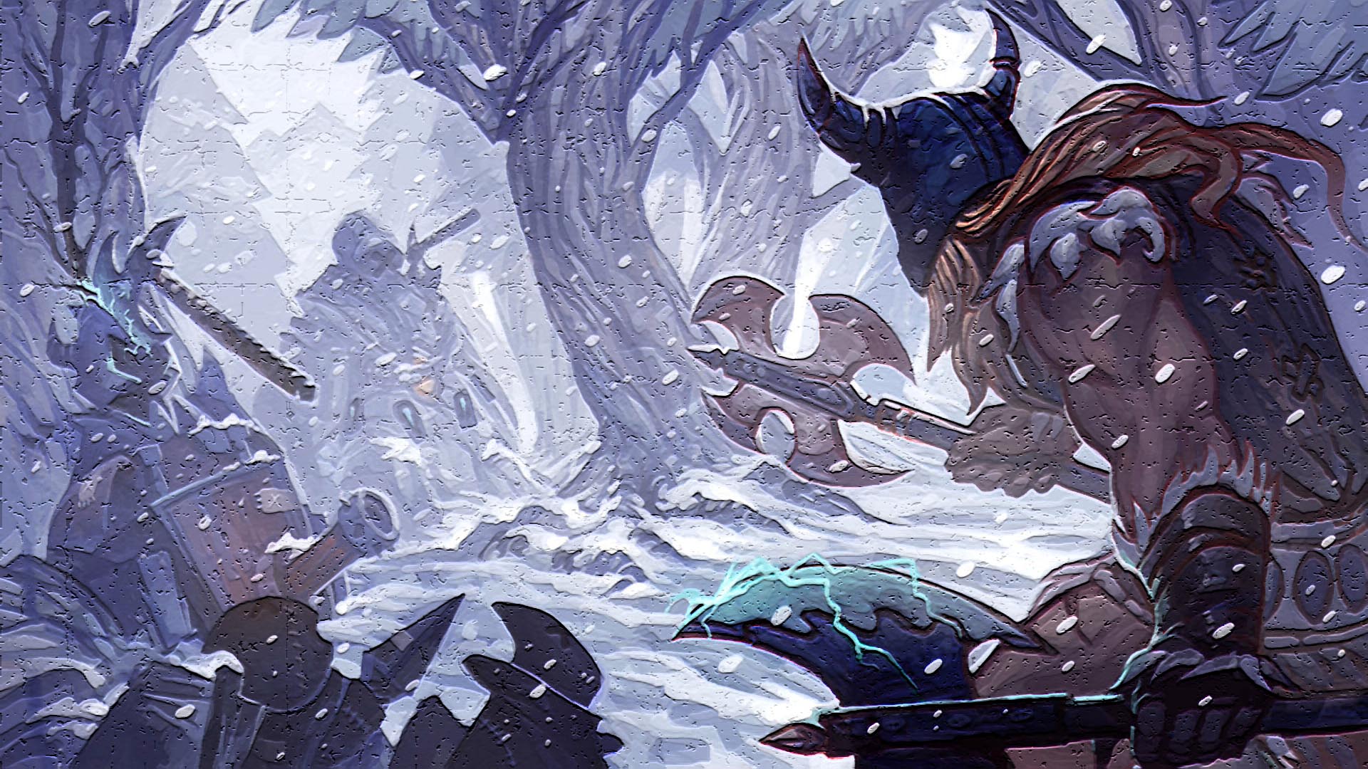 Olaf from League of Legends in a snowy battle HD Wallpaper