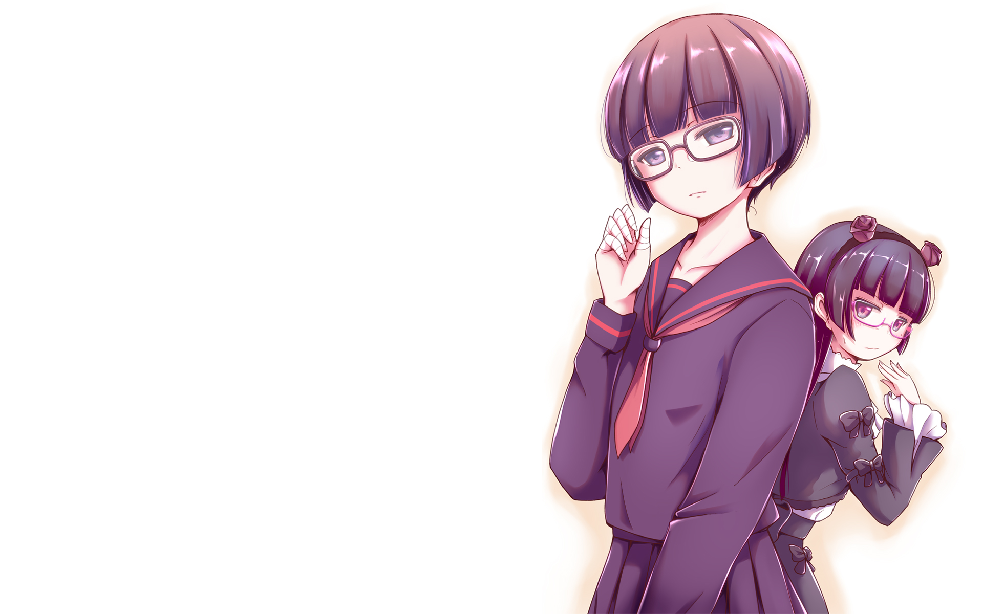 Two girls in school uniforms with glasses HD Wallpaper
