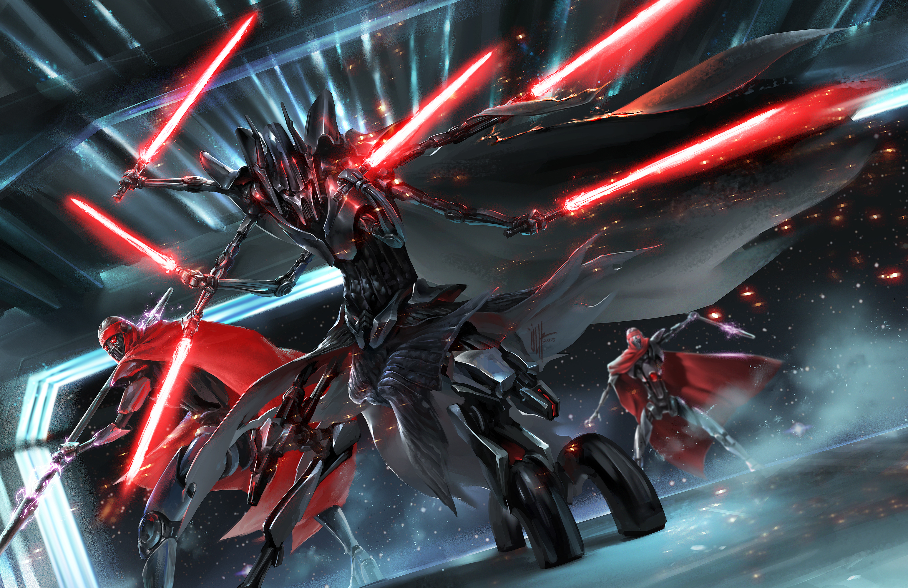 General Grievous and Sith Warriors with Lightsabers HD Wallpaper