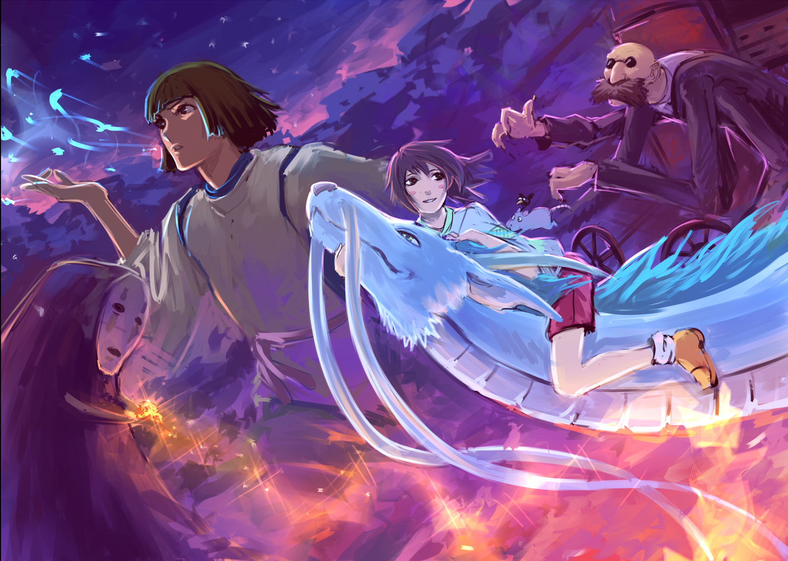 Chihiro and Haku from Spirited Away HD Wallpaper