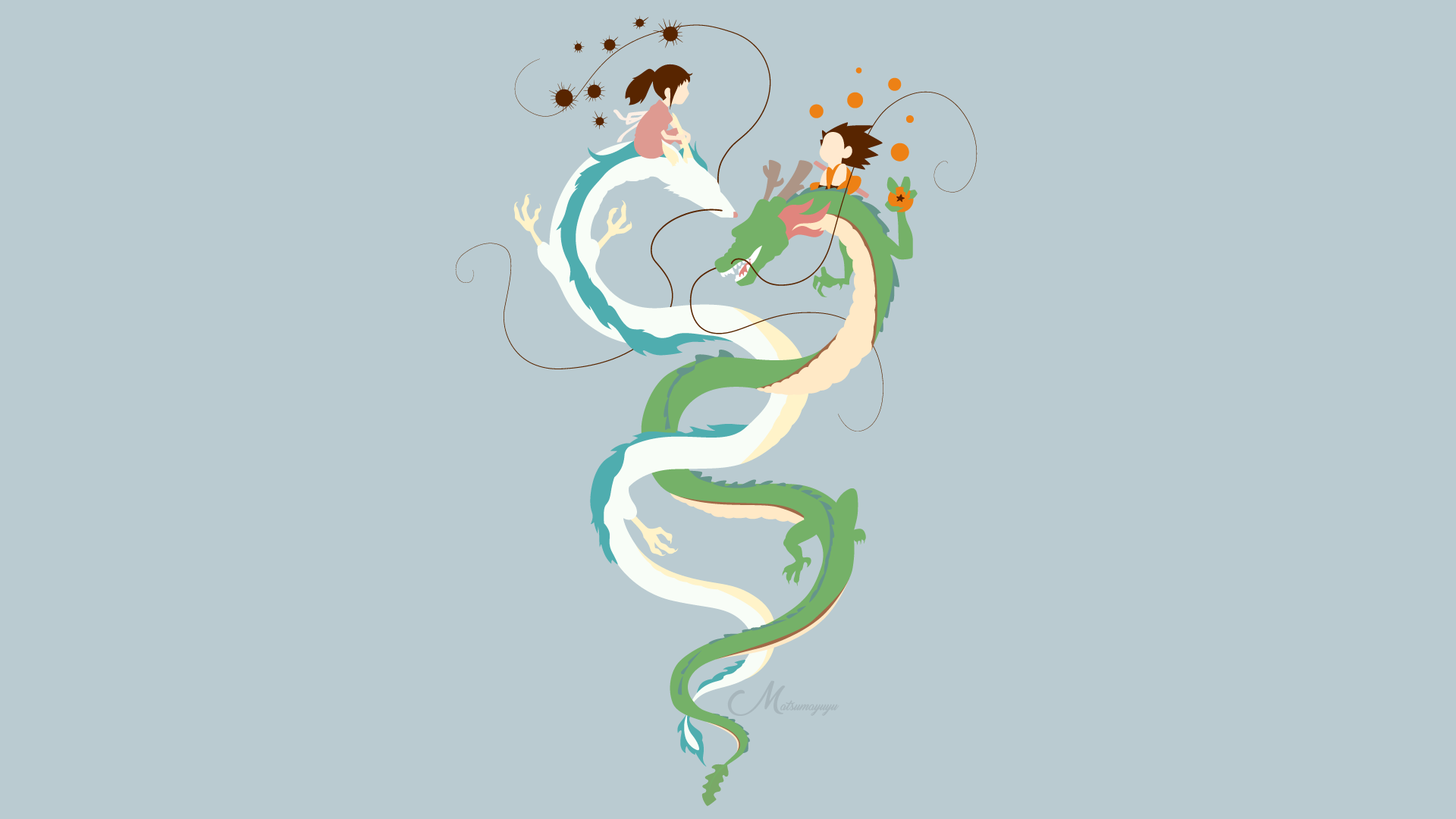 Chihiro and Haku from Spirited Away HD Wallpaper