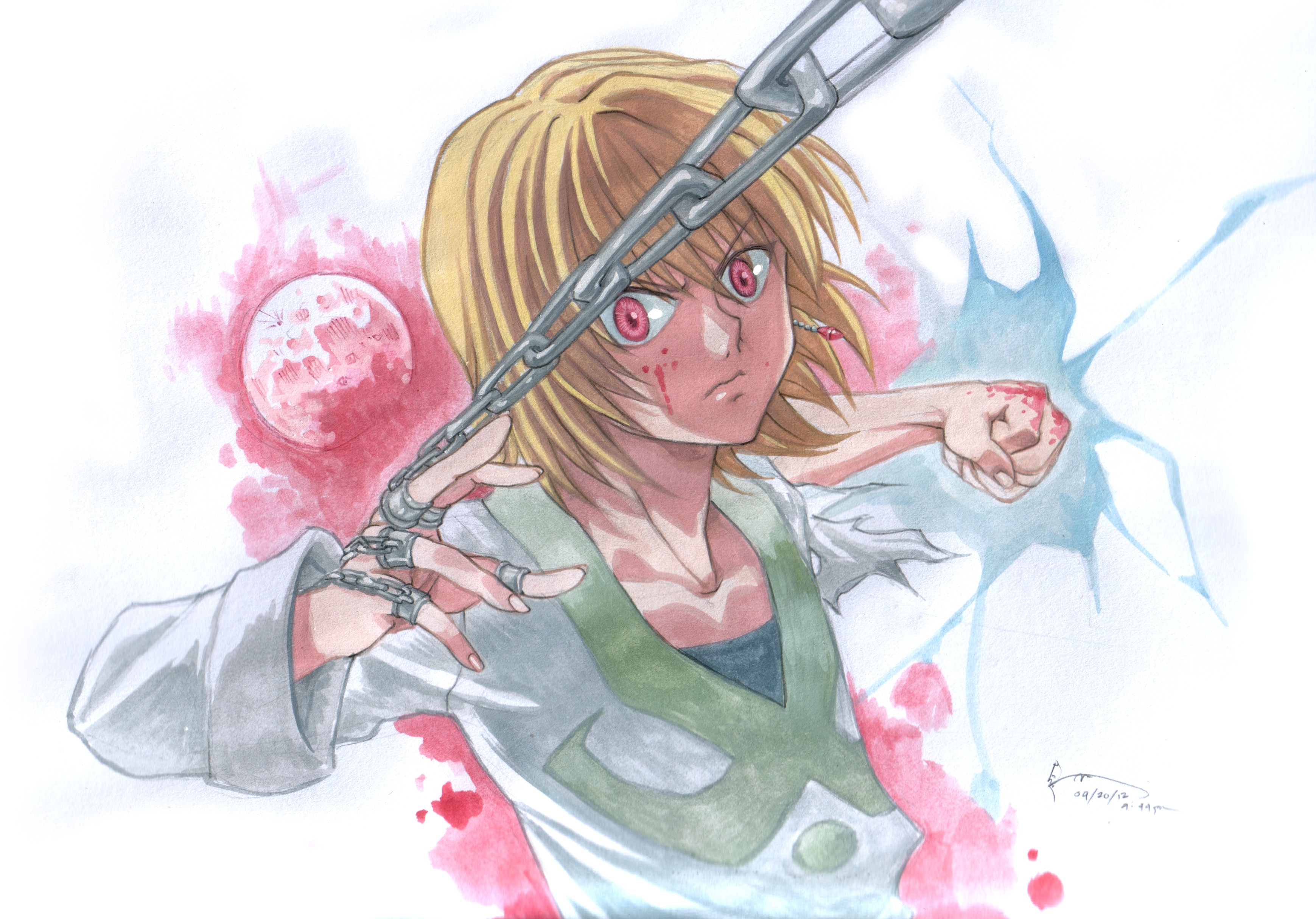 Kurapika from Hunter x Hunter with chains HD Wallpaper
