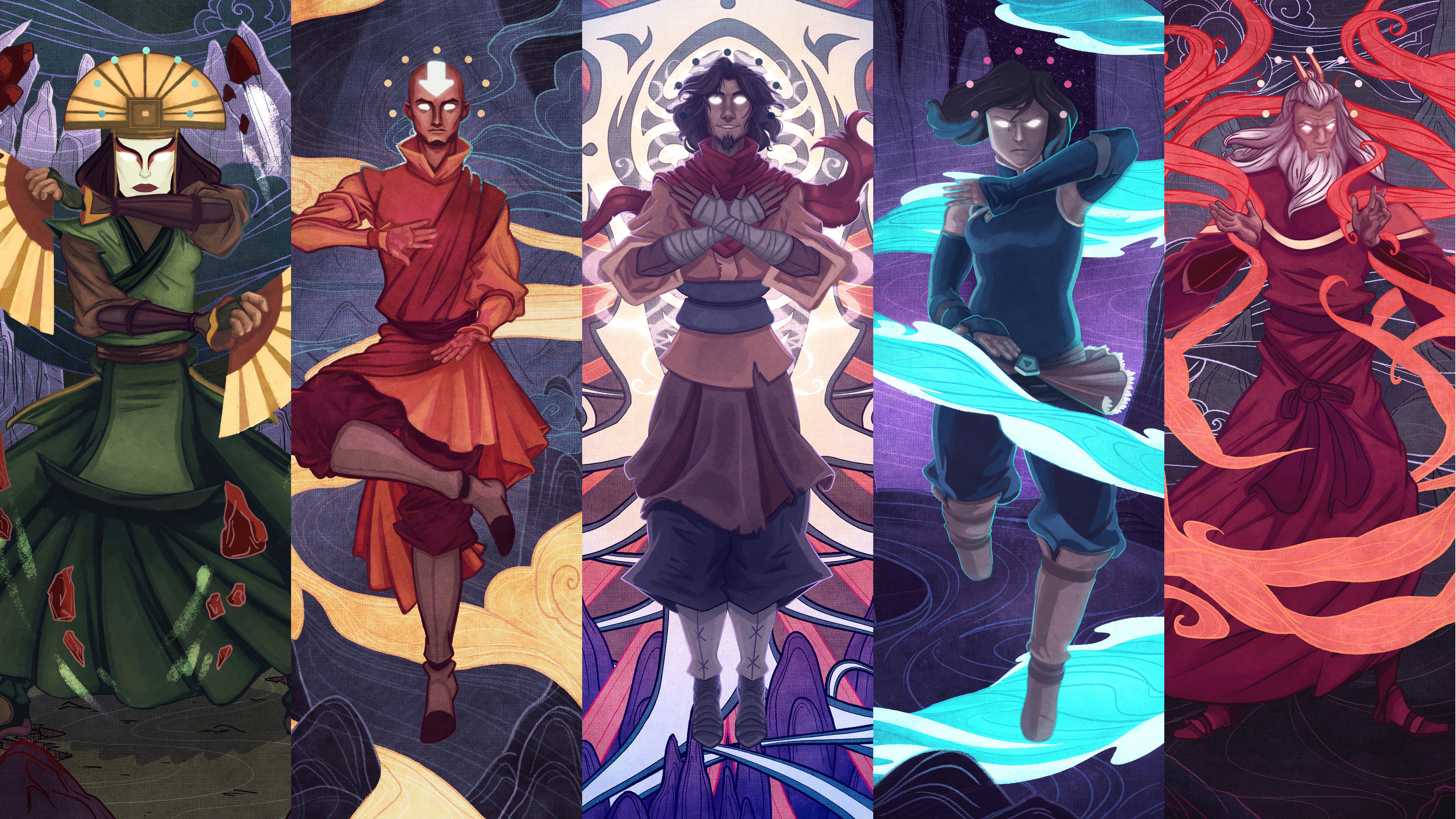 Avatar characters from The Legend of Korra and Avatar: The Last Airbender HD Wallpaper