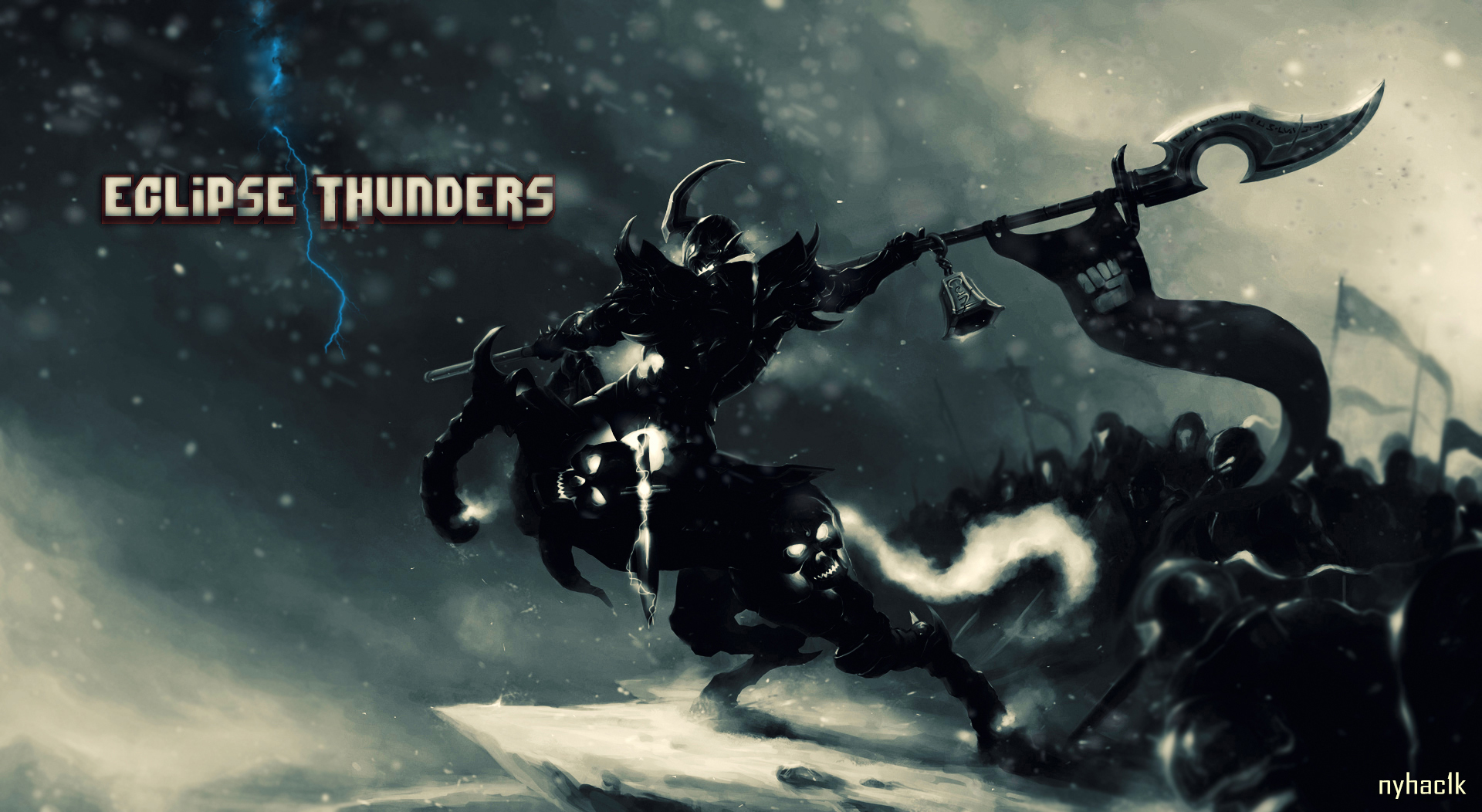 Hecarim from League of Legends with Eclipse Thunders text HD Wallpaper