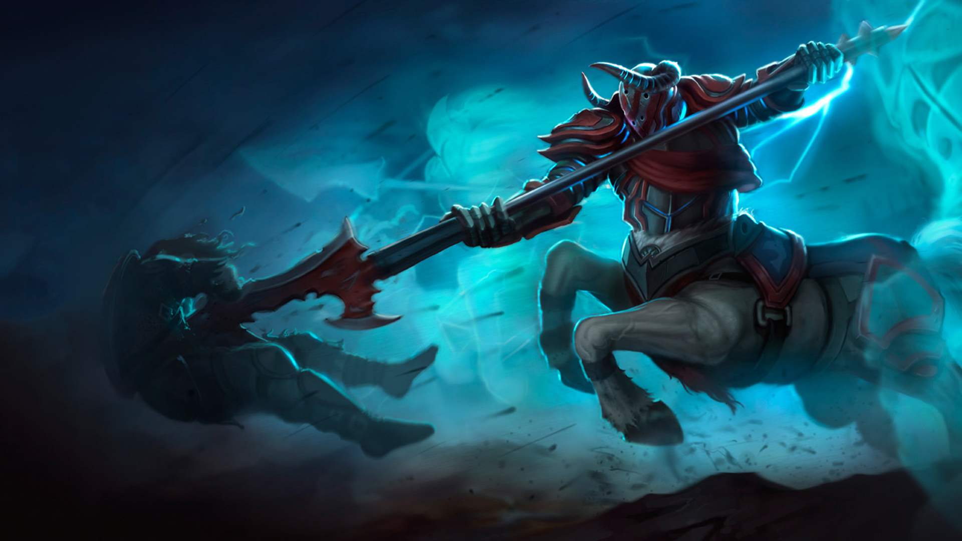 Hecarim from League of Legends fighting an opponent HD Wallpaper