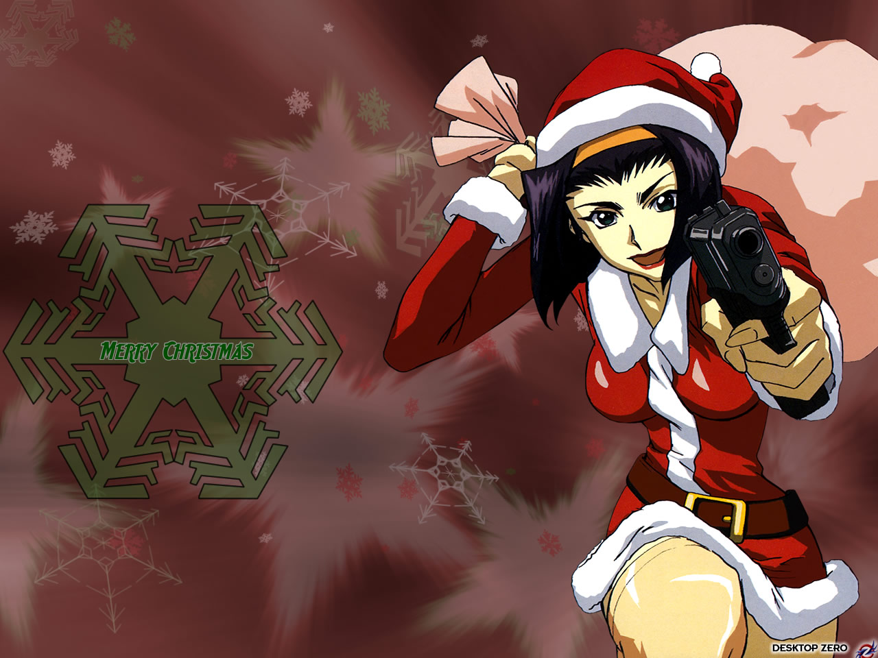 Faye Valentine from Cowboy Bebop in Santa Outfit HD Wallpaper
