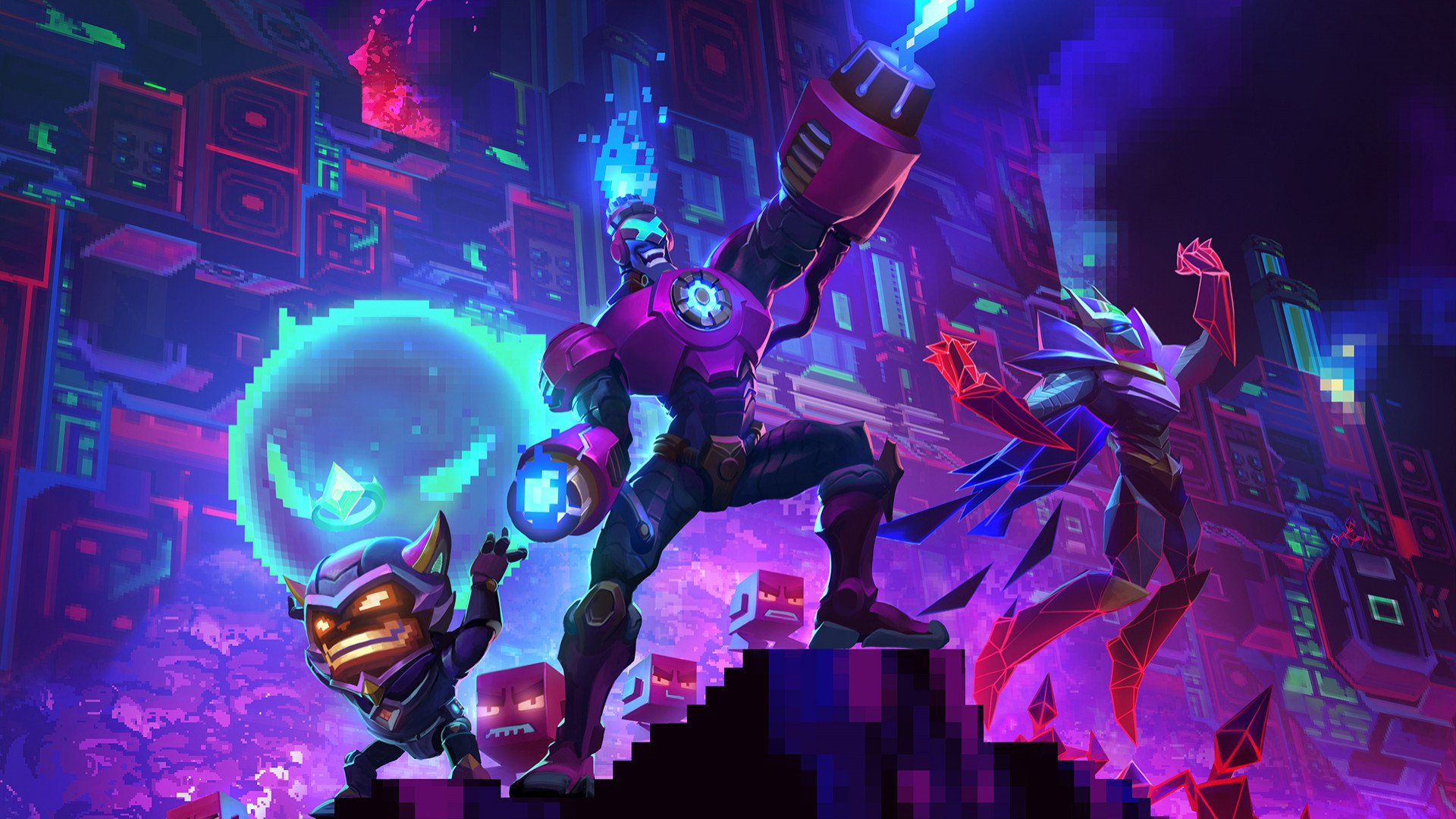 Ziggs from League of Legends in a pixelated world HD Wallpaper