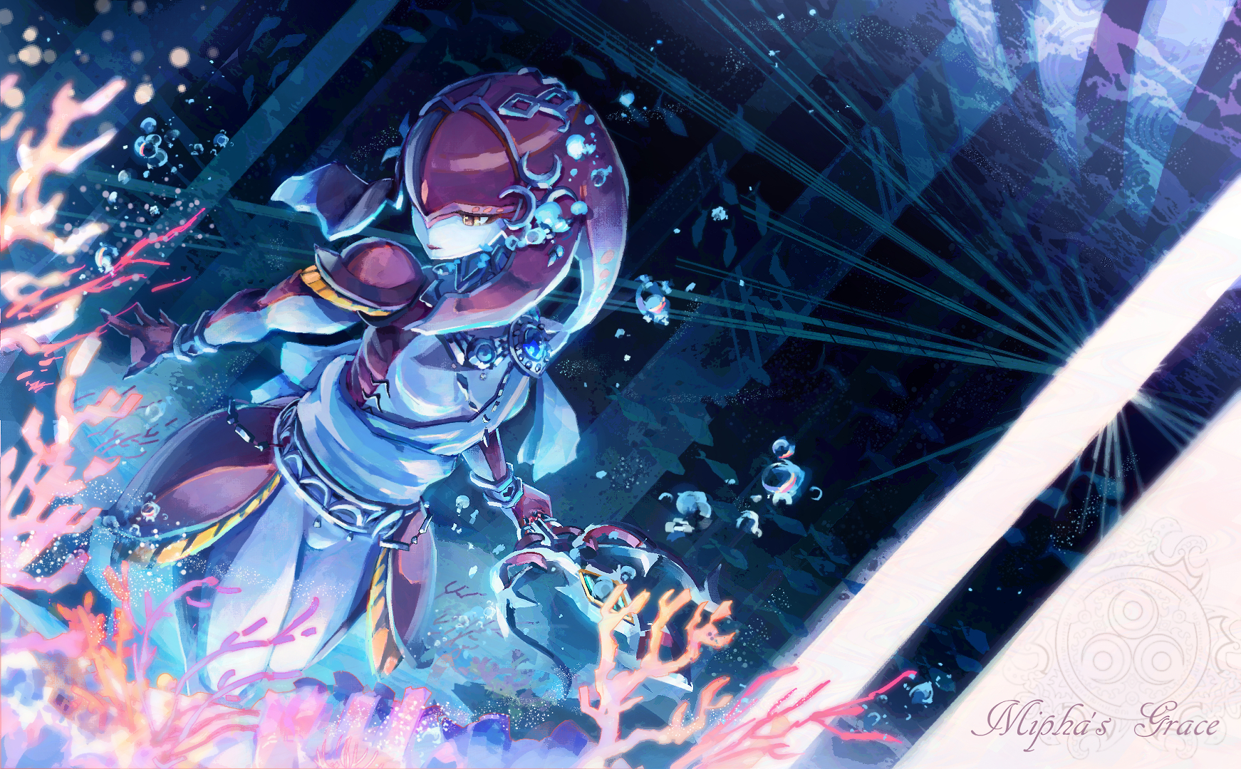 Mipha Underwater Scene with Light Beam HD Wallpaper