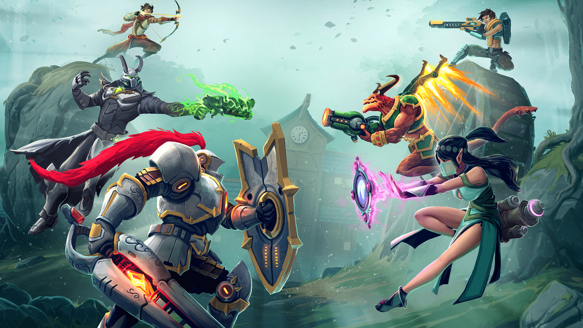 Paladins characters in a battle scene HD Wallpaper