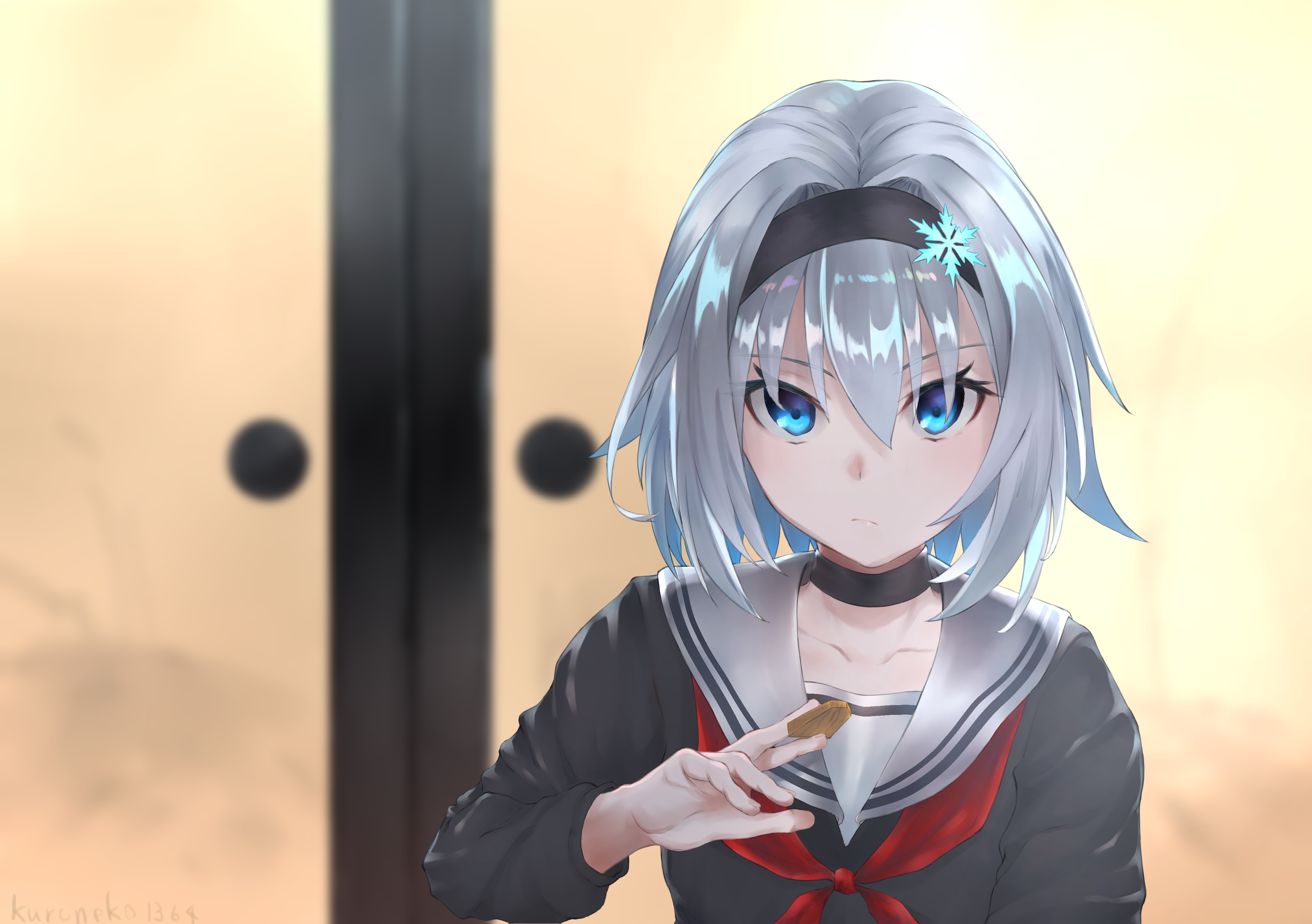 Girl with silver hair holding a coin HD Wallpaper