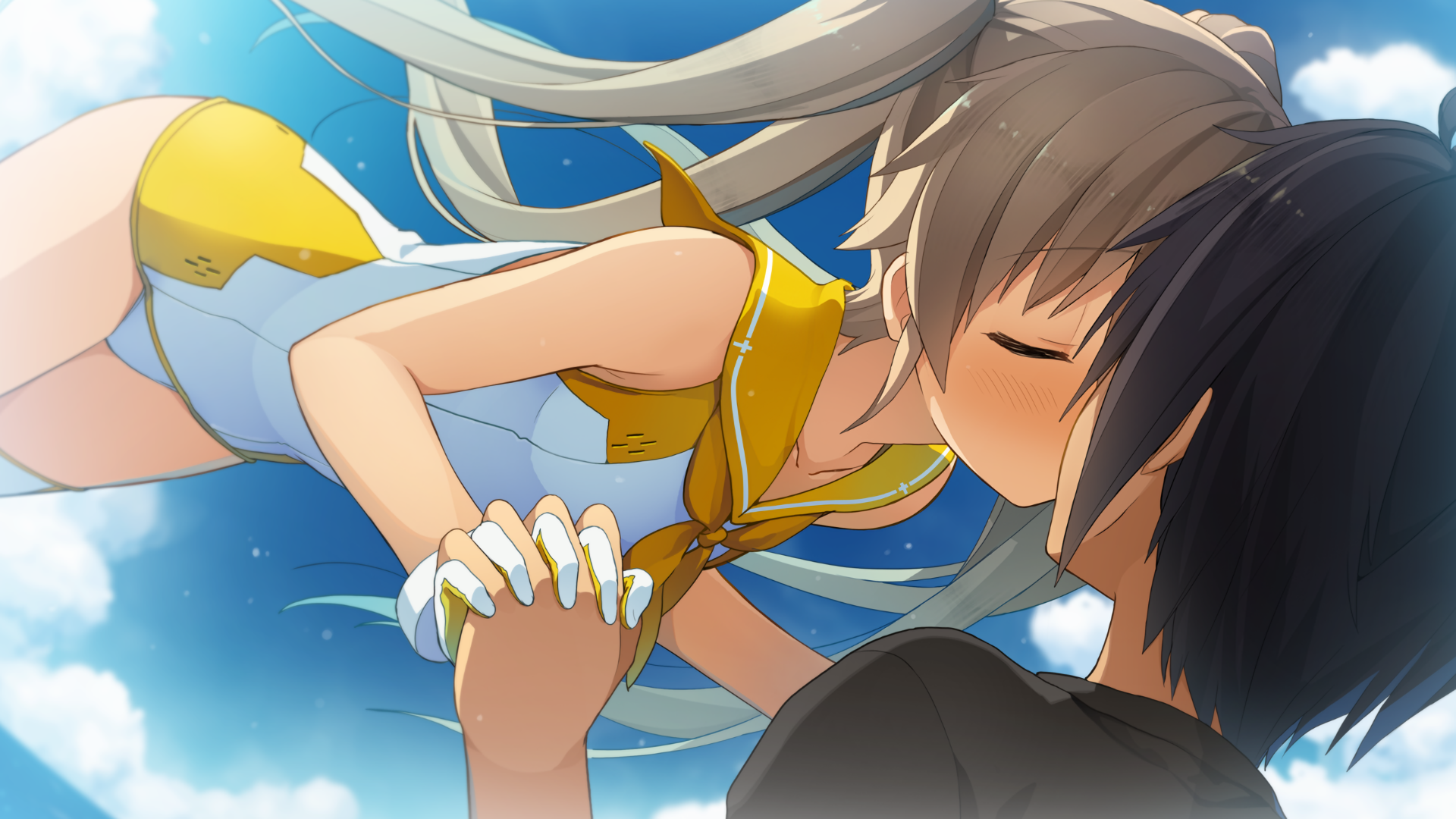 Mashiro Arisaka kissing a boy HD Wallpaper