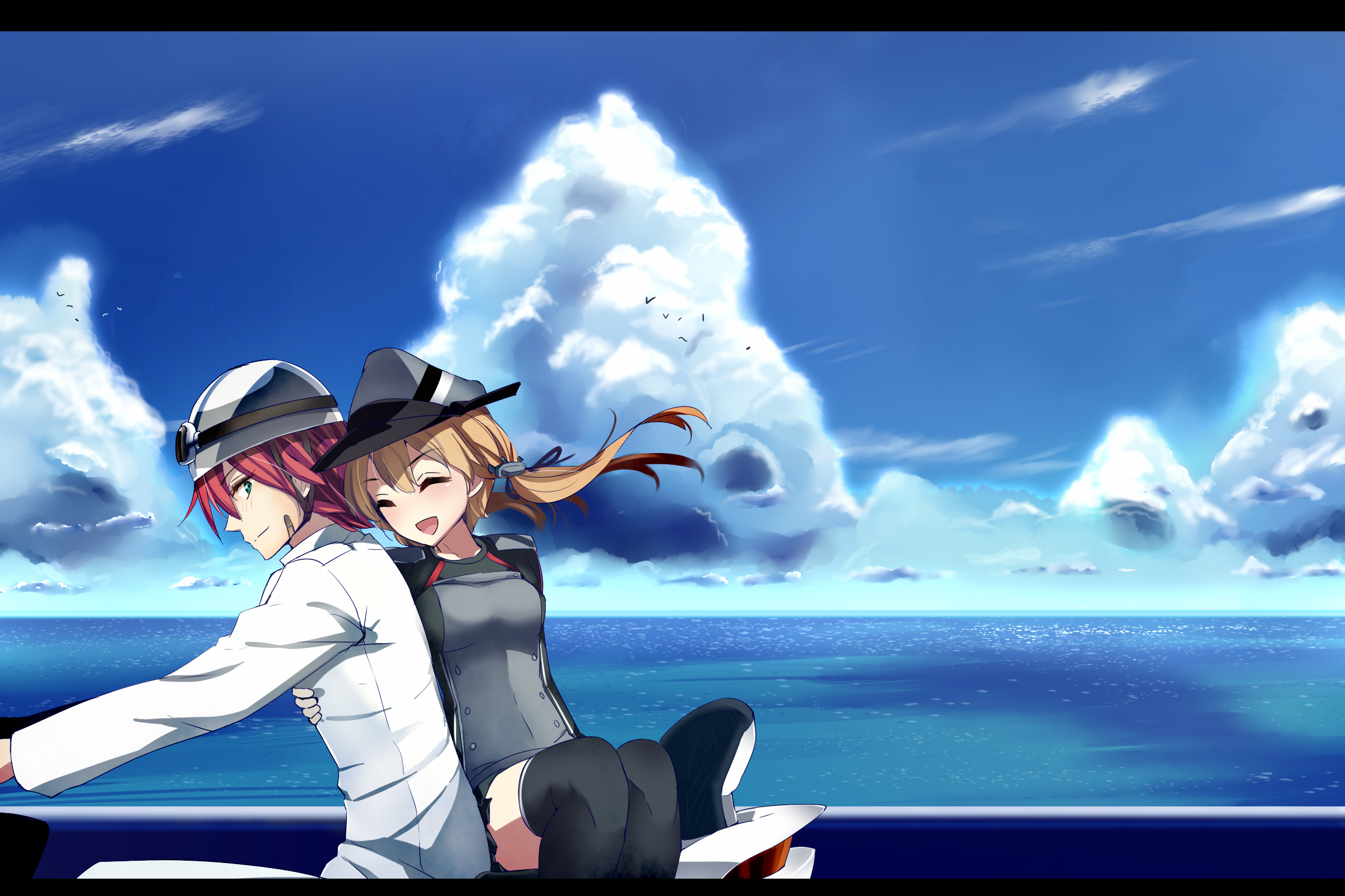 Prinz Eugen from Kantai Collection on a boat HD Wallpaper