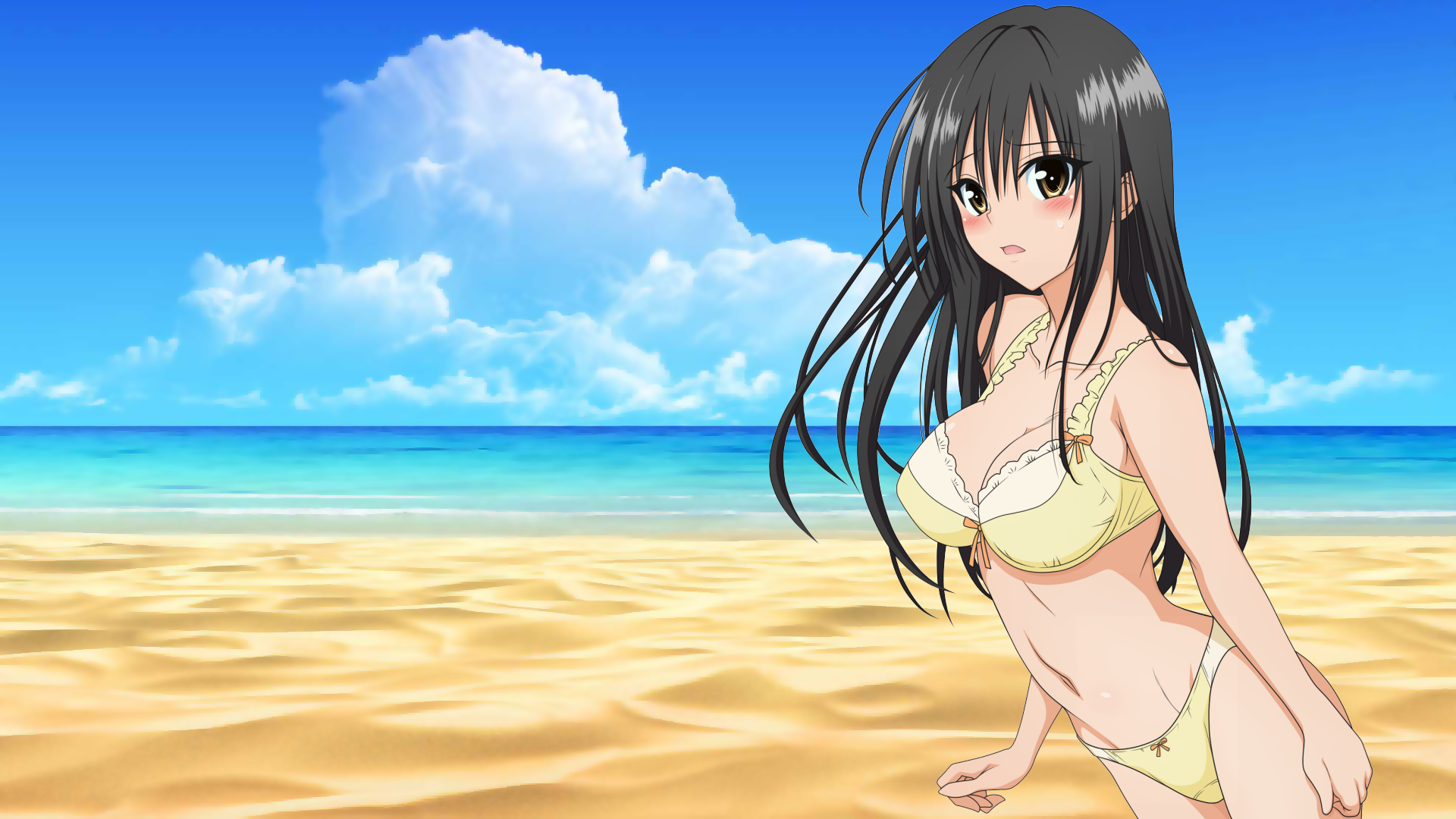 Yui Kotegawa on a Beach HD Wallpaper